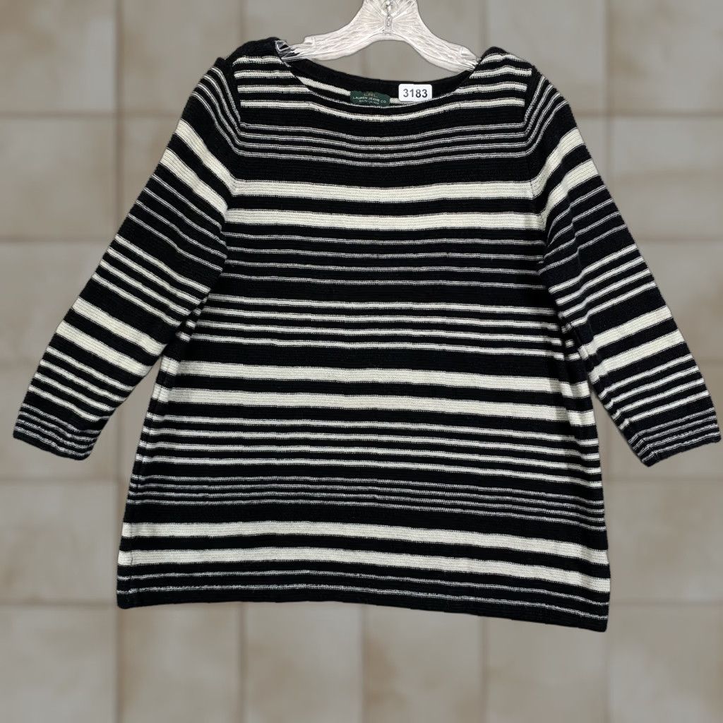 Ralph Lauren LAUREN RALPH LAUREN Blouse Womens Small Black White Striped 3/4 Sleeve Stretch Designer Casual Size S / US 4 / IT 40 - 1 Thumbnail