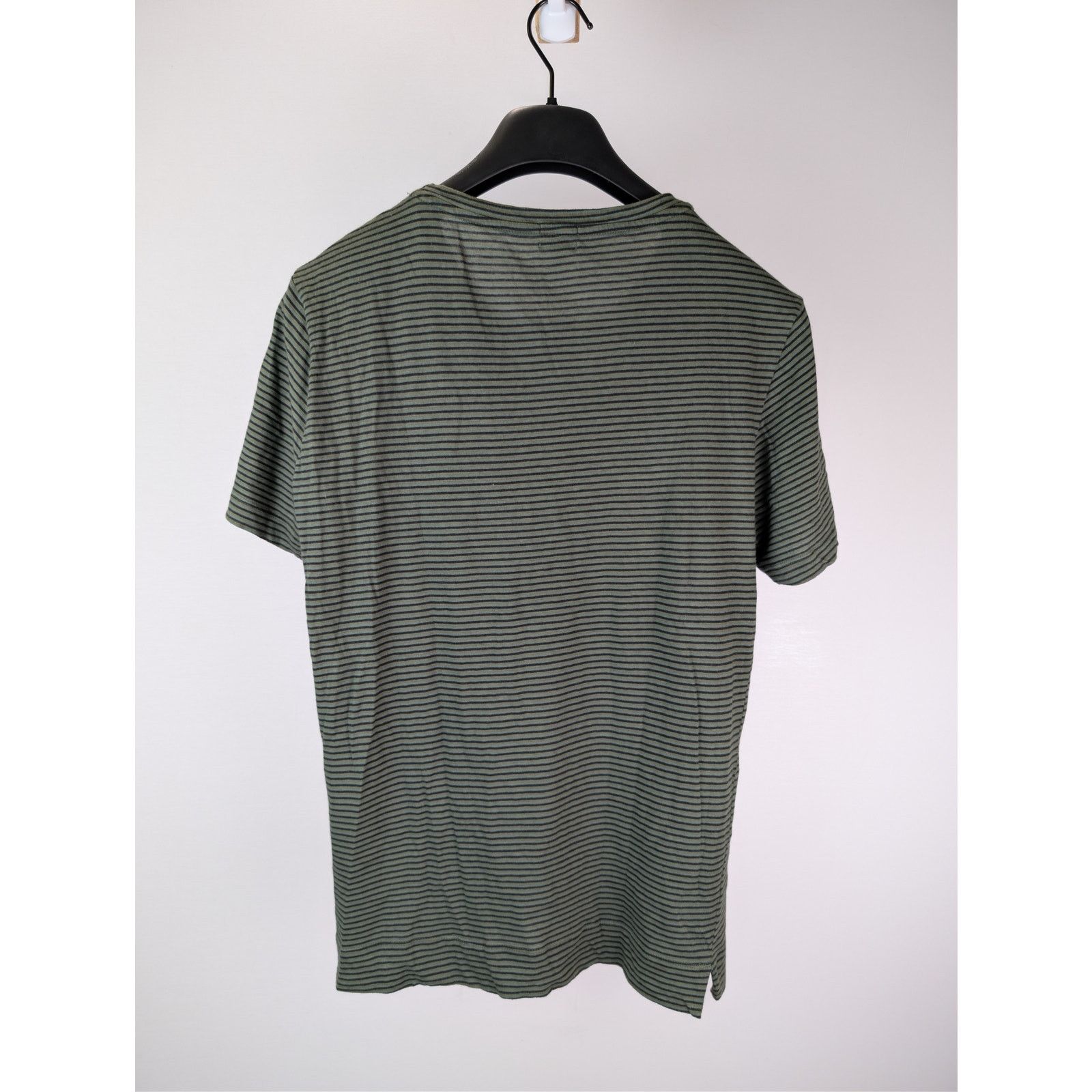 Massimo Alba o1rshd1 CC20 Striped Cotton T-Shirt with Chest Pocket Olive Size US S / EU 44-46 / 1 - 10 Thumbnail