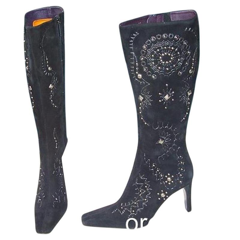 Donald Pliner Donald Pliner Suede Boot Embroidery Grommets NIB $525 Size US 7 / IT 37 - 3 Thumbnail