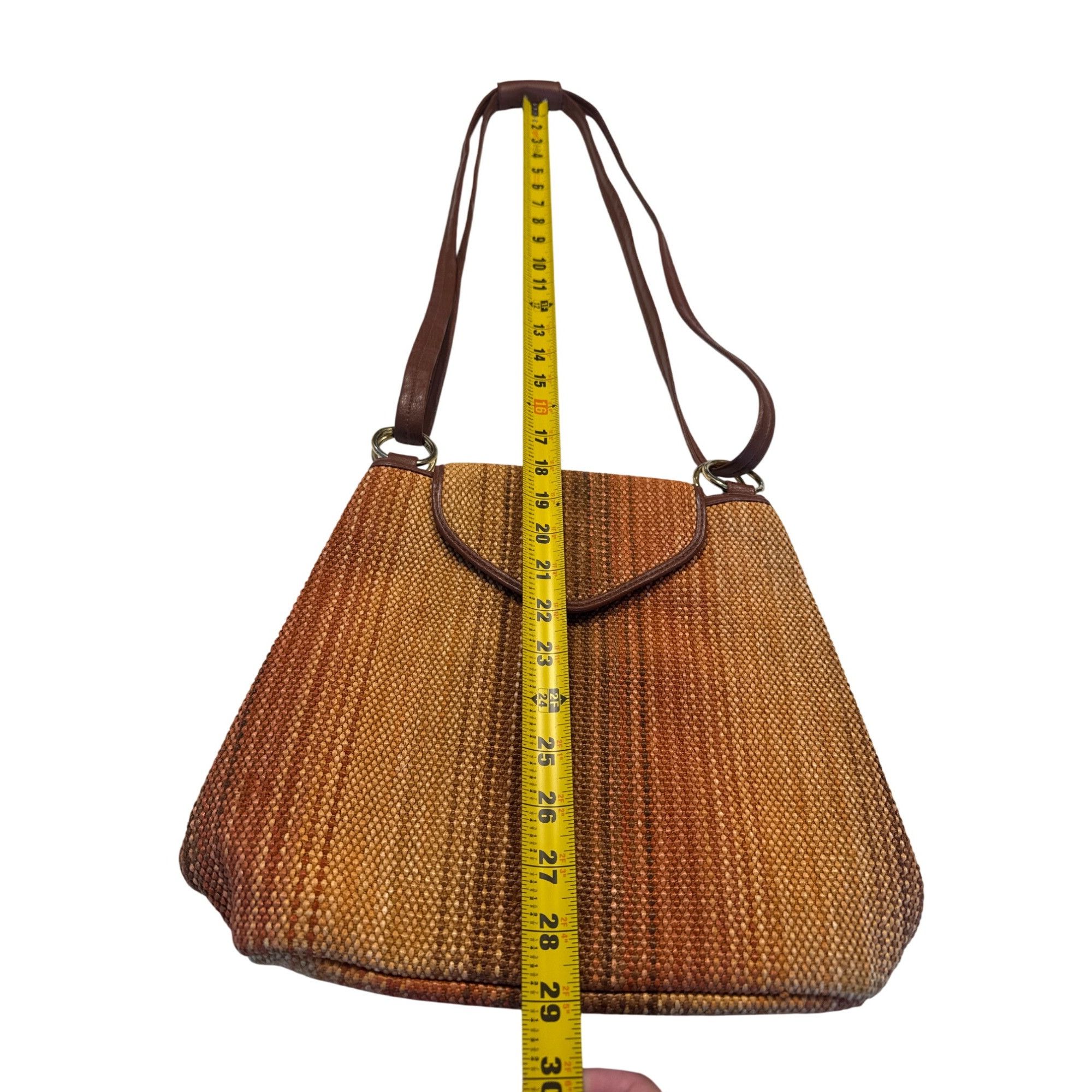 Designer Due Fratelli Milan Brown Striped Shoulder Bag Purse 11x13 SK Size ONE SIZE - 4 Thumbnail