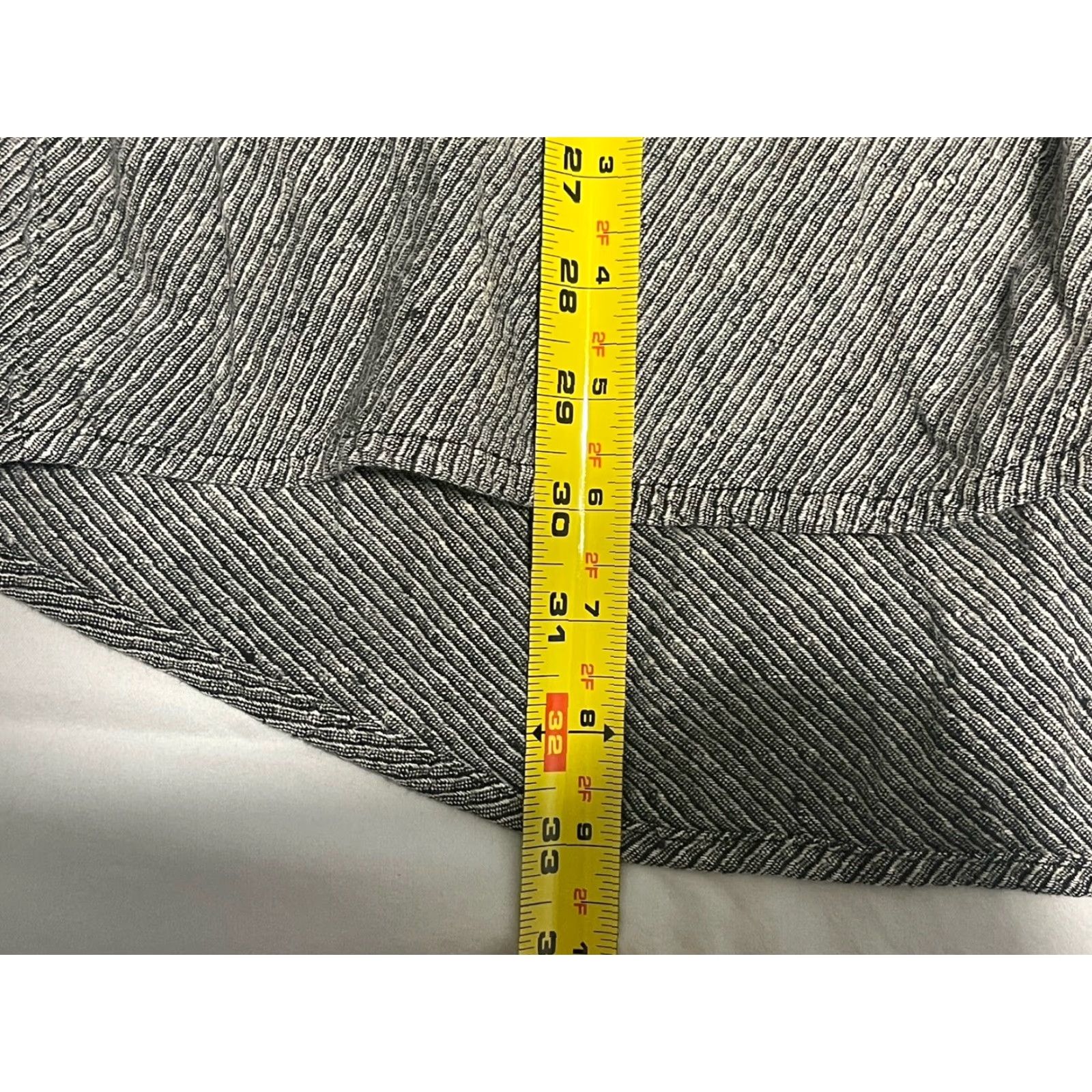FLAX FLAX Shirt L Gray 100% Linen Button-Up Nautical Feminine Pockets Wrinkle-Resistant Classic Round Neck Long Sleeve Striped Designer Womens Size L / US 10 / IT 46 - 3 Thumbnail