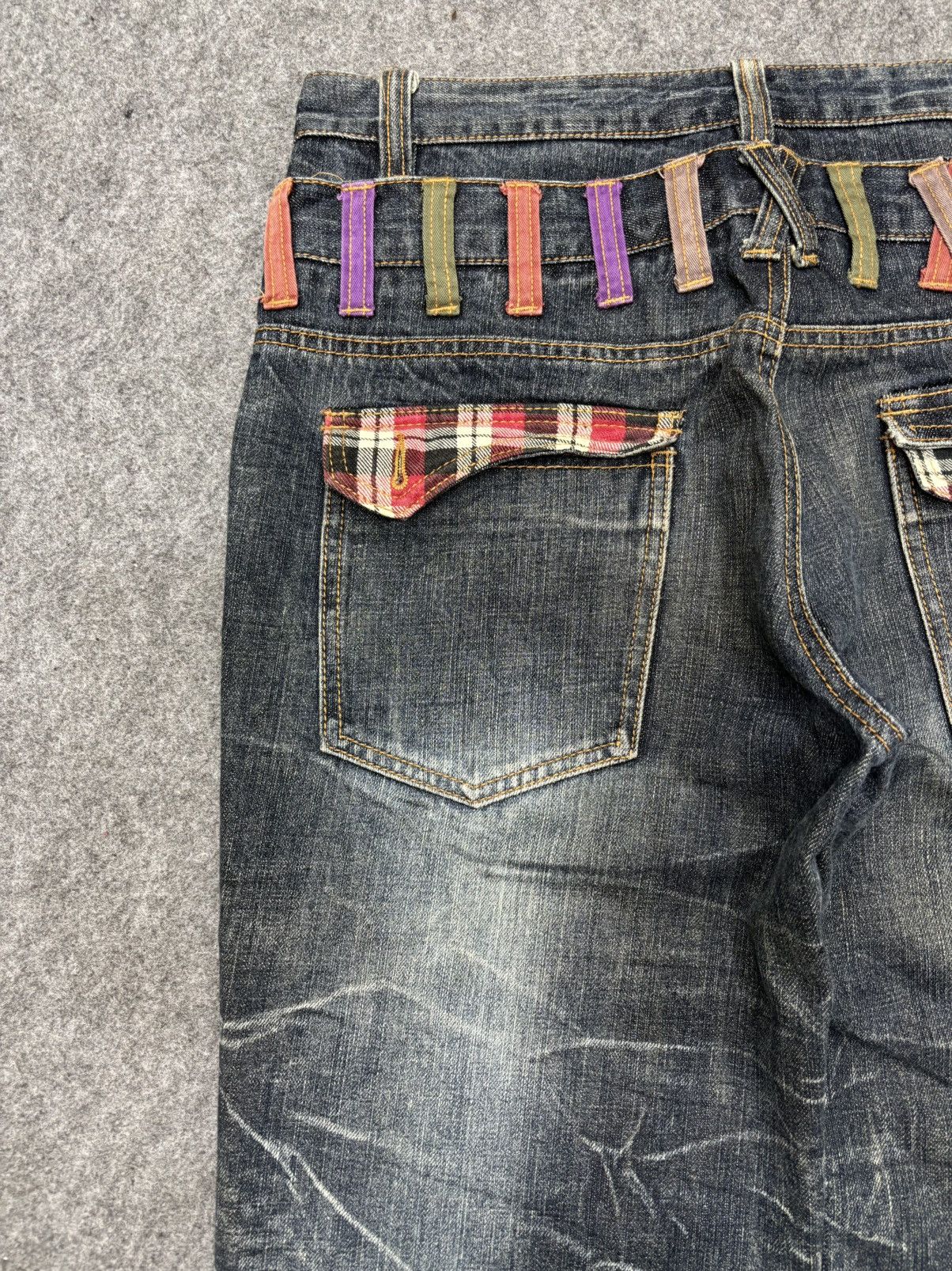 Japanese Brand 💥Double Waist💥Insane Nylaus Folding Fades Style Denim F657 Size US 33 - 12 Thumbnail