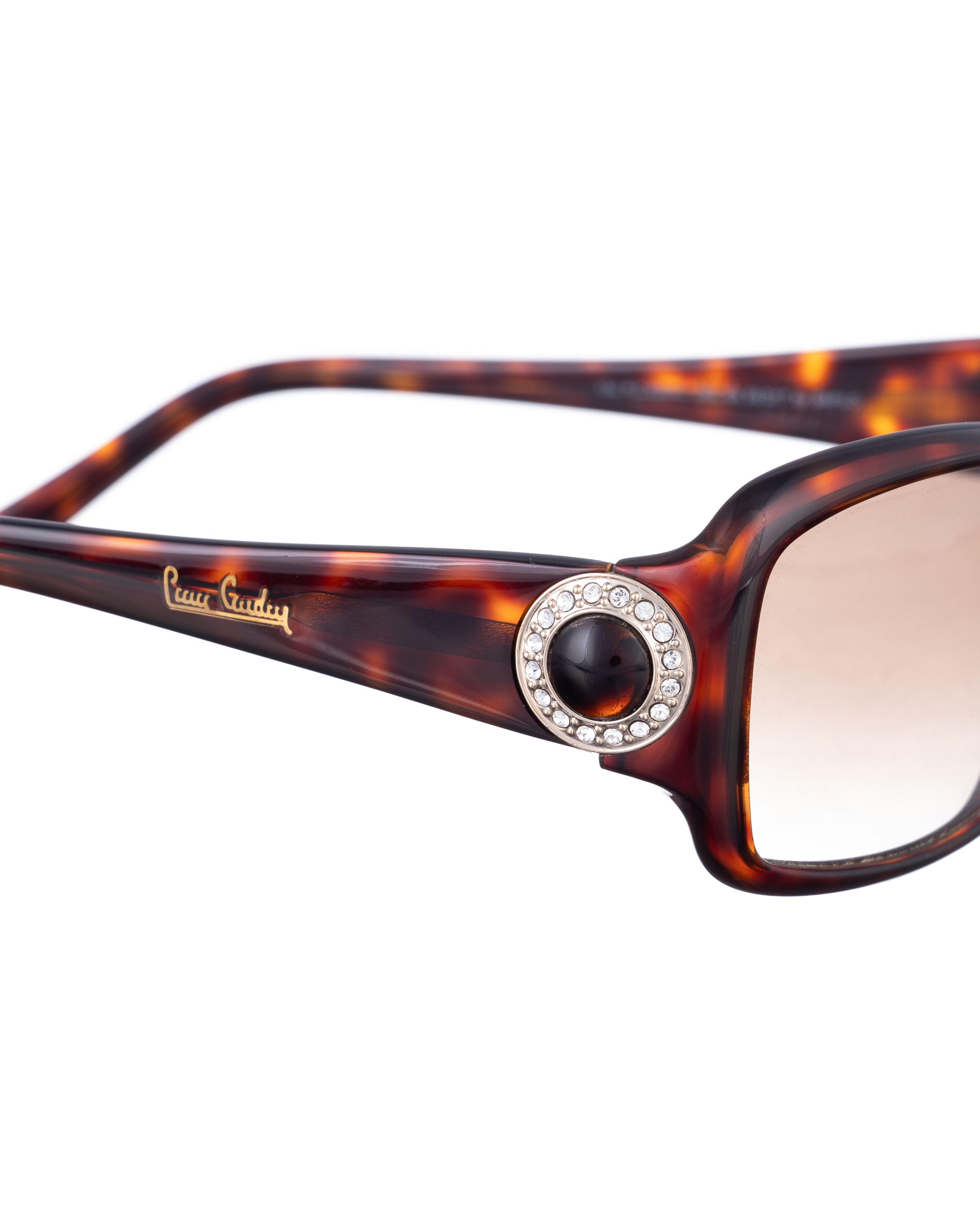 Pierre Cardin Pierre Cardin 00s Rectangle Havana With Gems Sunglasses Size ONE SIZE - 1 Thumbnail