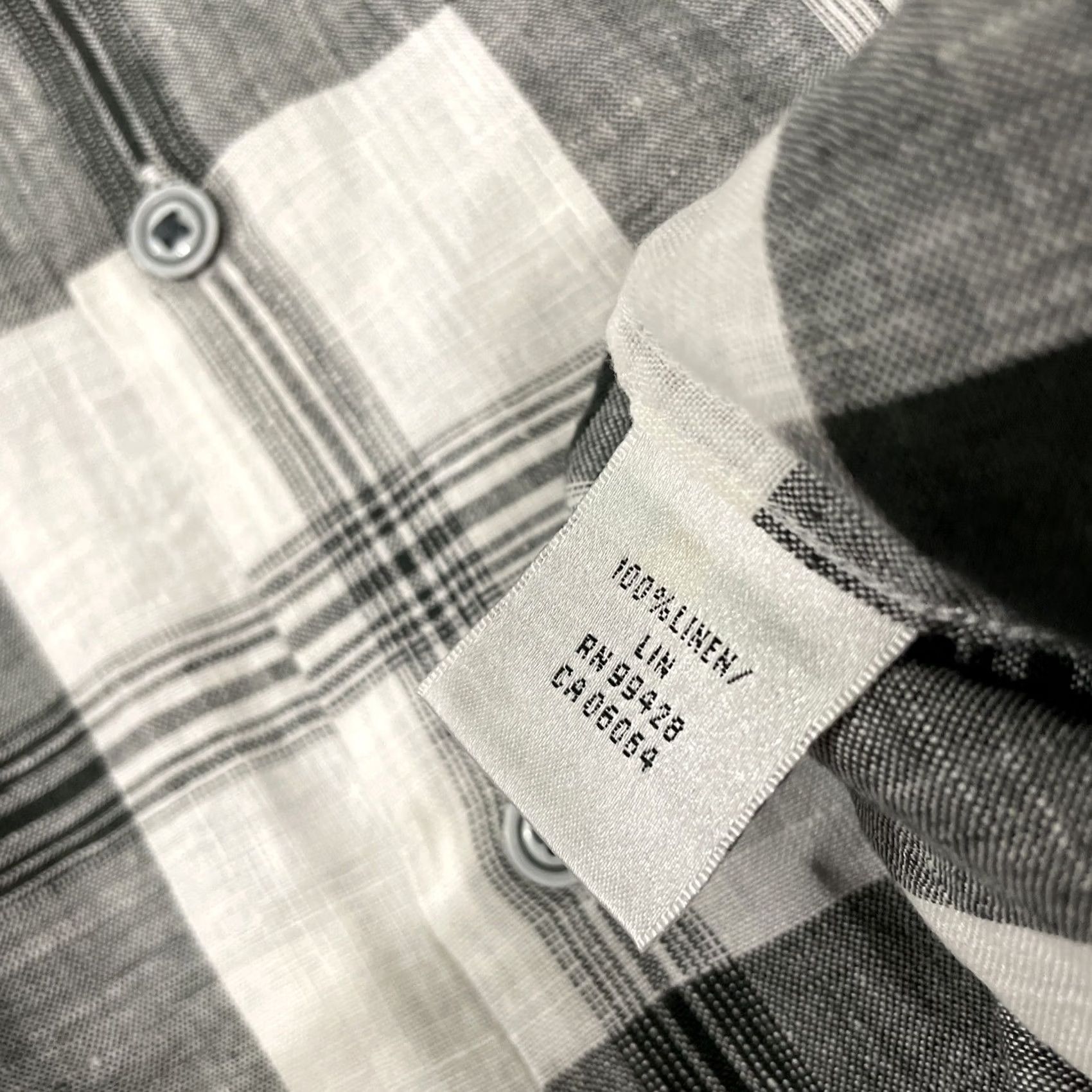 BUGATCHI BUGATCHI UOMO Shaped Fit Linen Shirt Men L Black White Checkered Plaid Collared Shirt Size US L / EU 52-54 / 3 - 7 Thumbnail