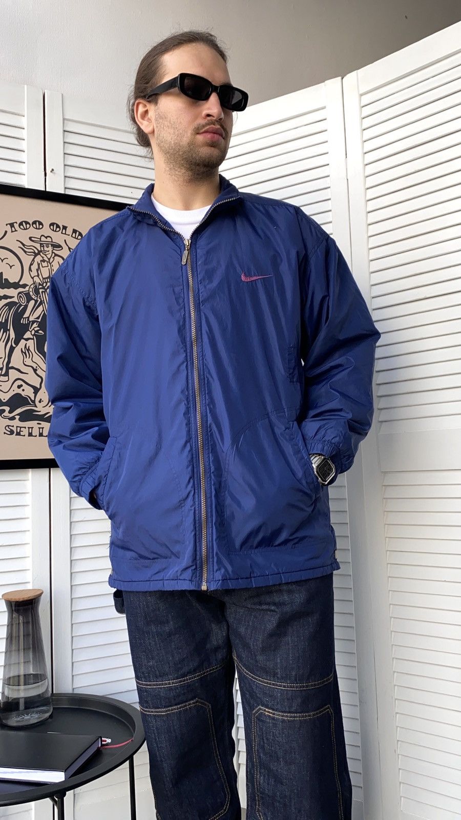 Nike × Vintage Vintage Nike Big Swoosh Logo Nylon Coat Jacket Size US L / EU 52-54 / 3 - 16 Thumbnail
