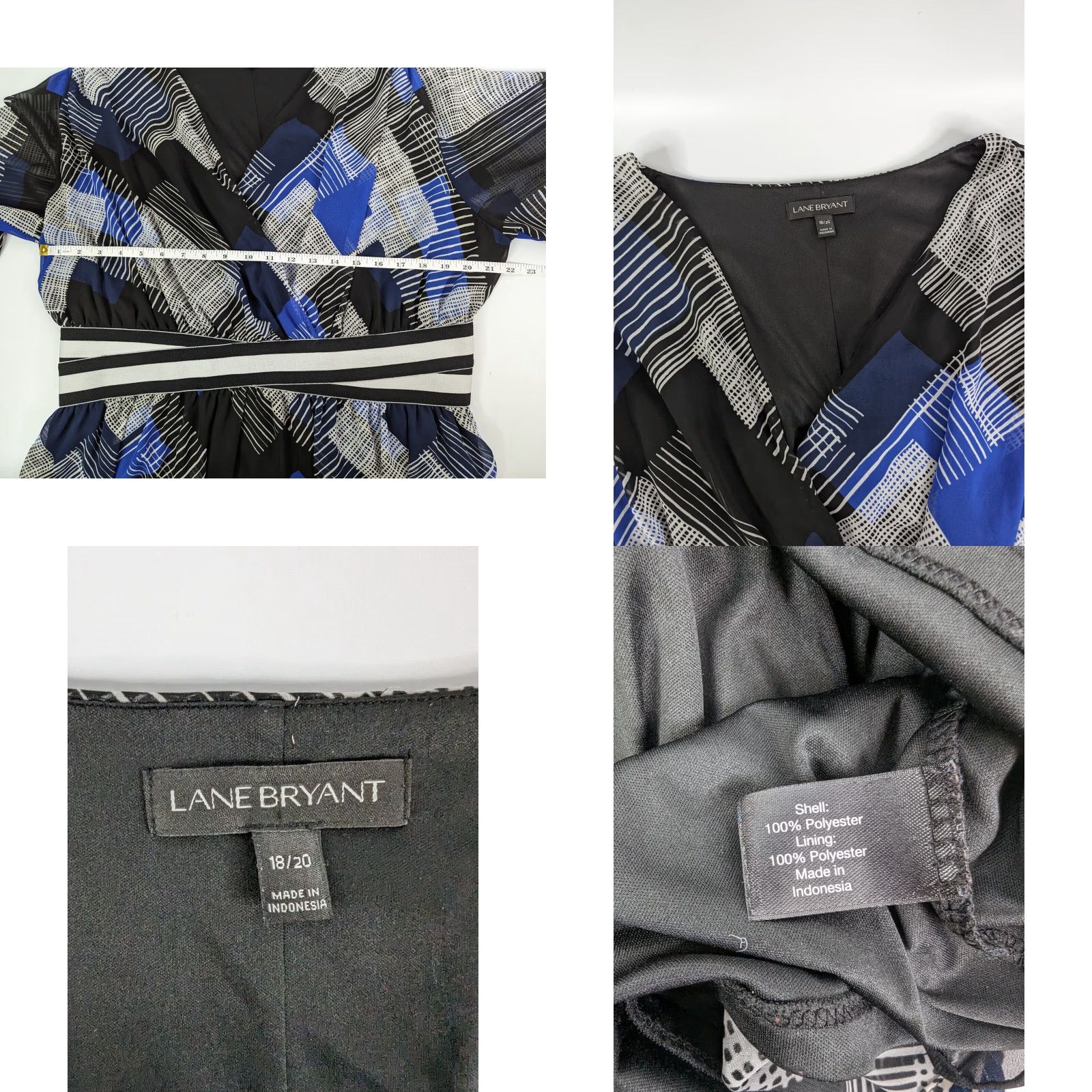 Vintage Lane Bryant Blouse Shirt Top Womens Size 18/20 Cinched Waist Blue Defect Size XXL / US 16-18 / IT 52-54 - 8 Thumbnail