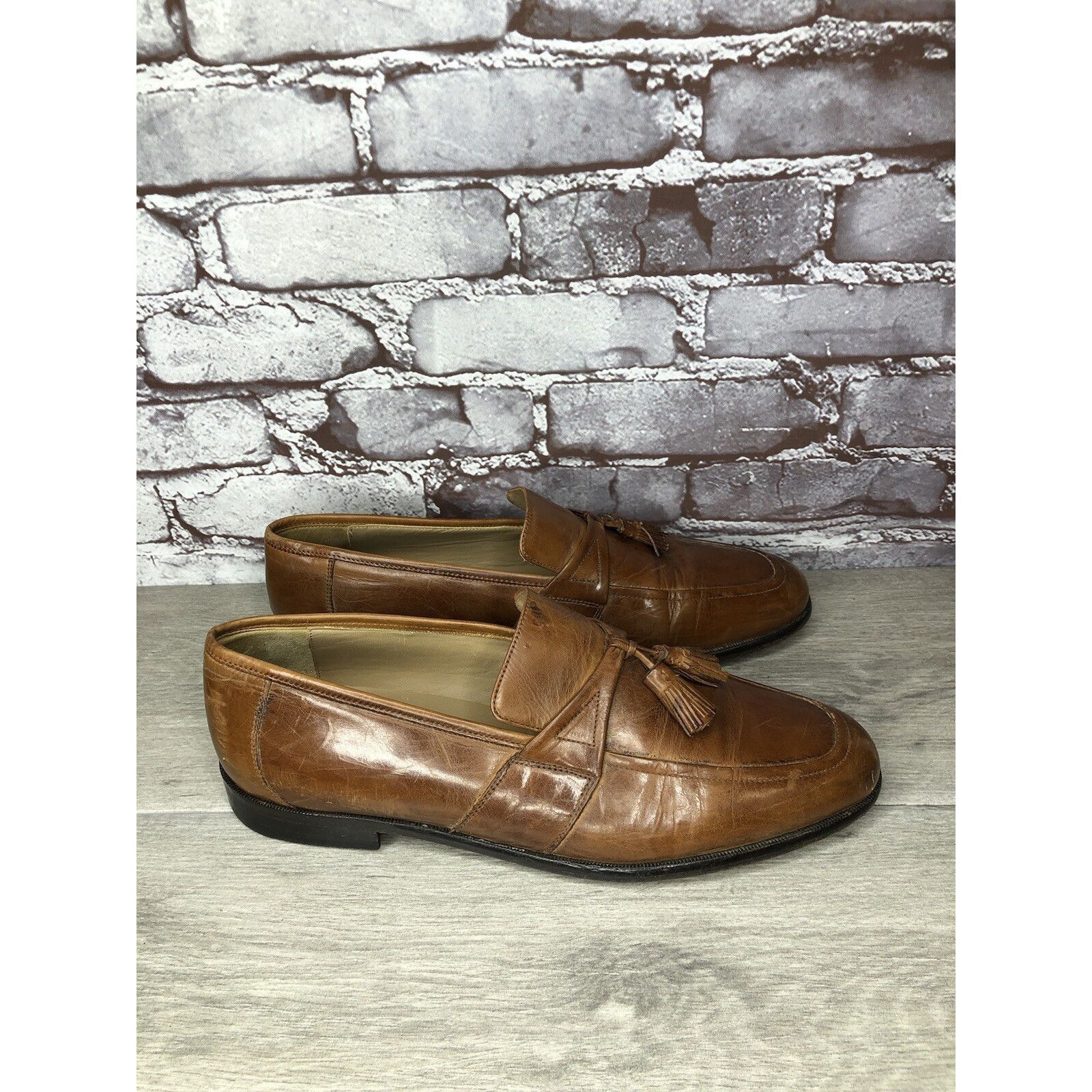 Johnston & Murphy Johnston & Murphy Brown Leather Tassel Loafers Dress Shoes M Size US 11 / EU 44 - 23 Thumbnail