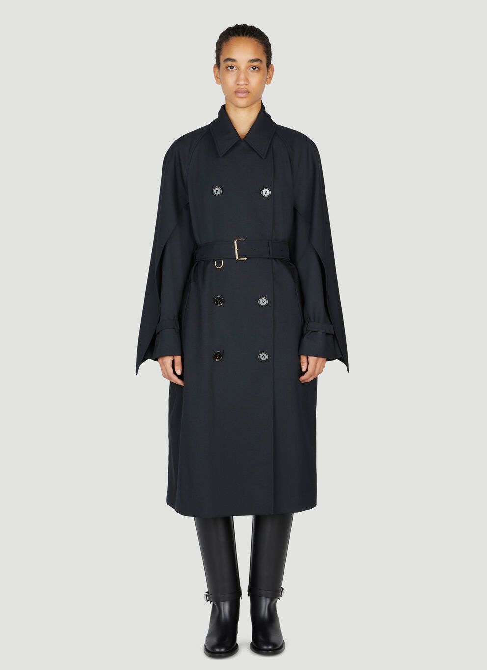 image of Burberry Cotness Double-Breasted Trench Coat in Black, Women's (Size XL)