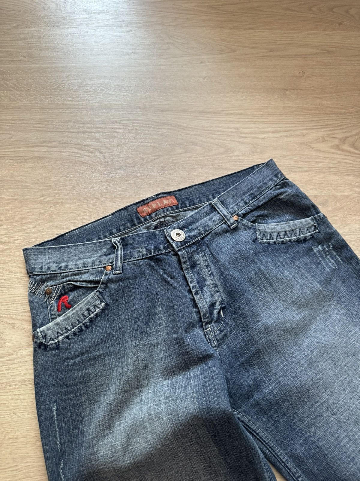 Replay Vintage 00’s Replay y2k Blue Denim Baggy Jeans Size US 34 / EU 50 - 2 Thumbnail