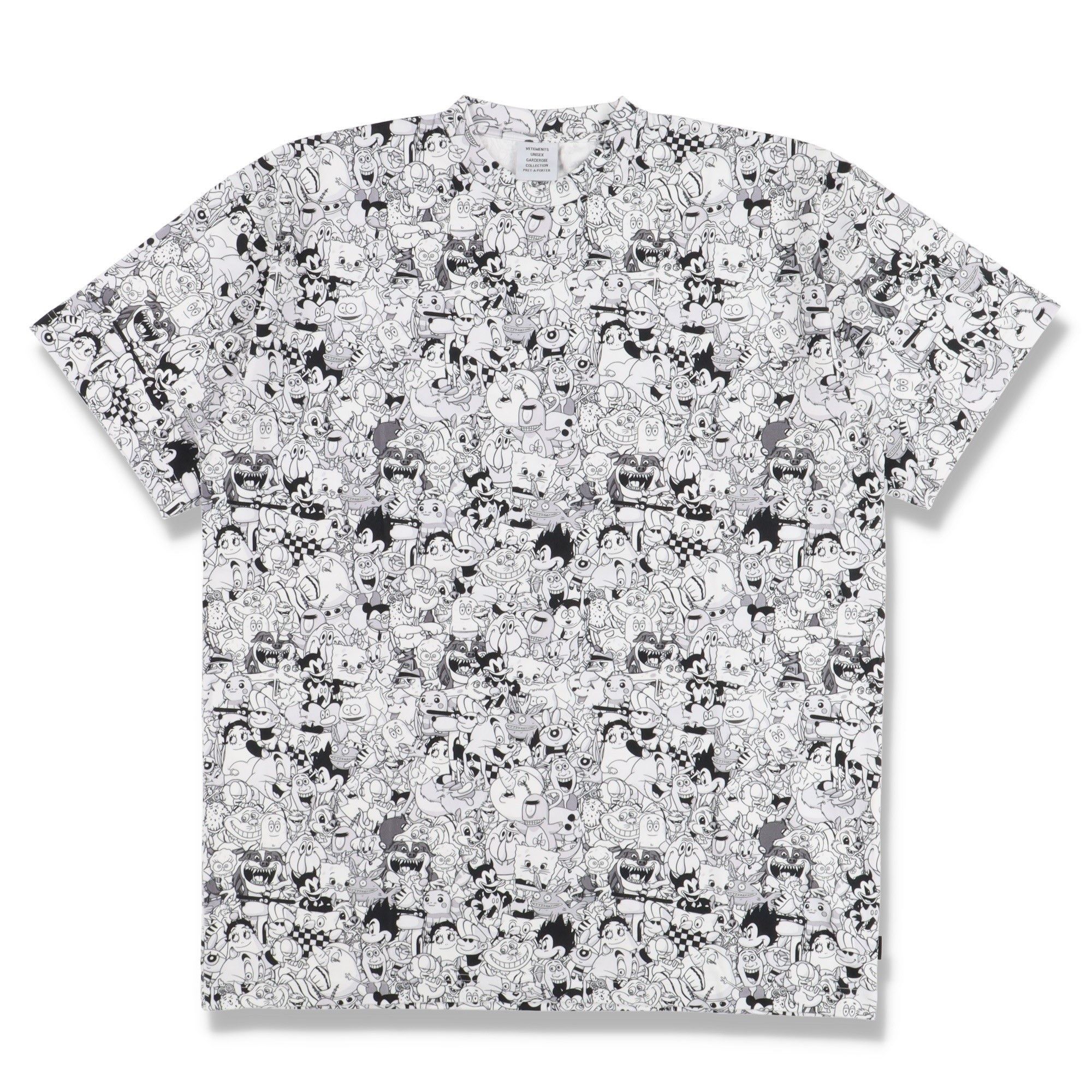 image of Vetements Monochrome Cartoon Mania Oversized T-Shirt in White, Men's (Size Medium)
