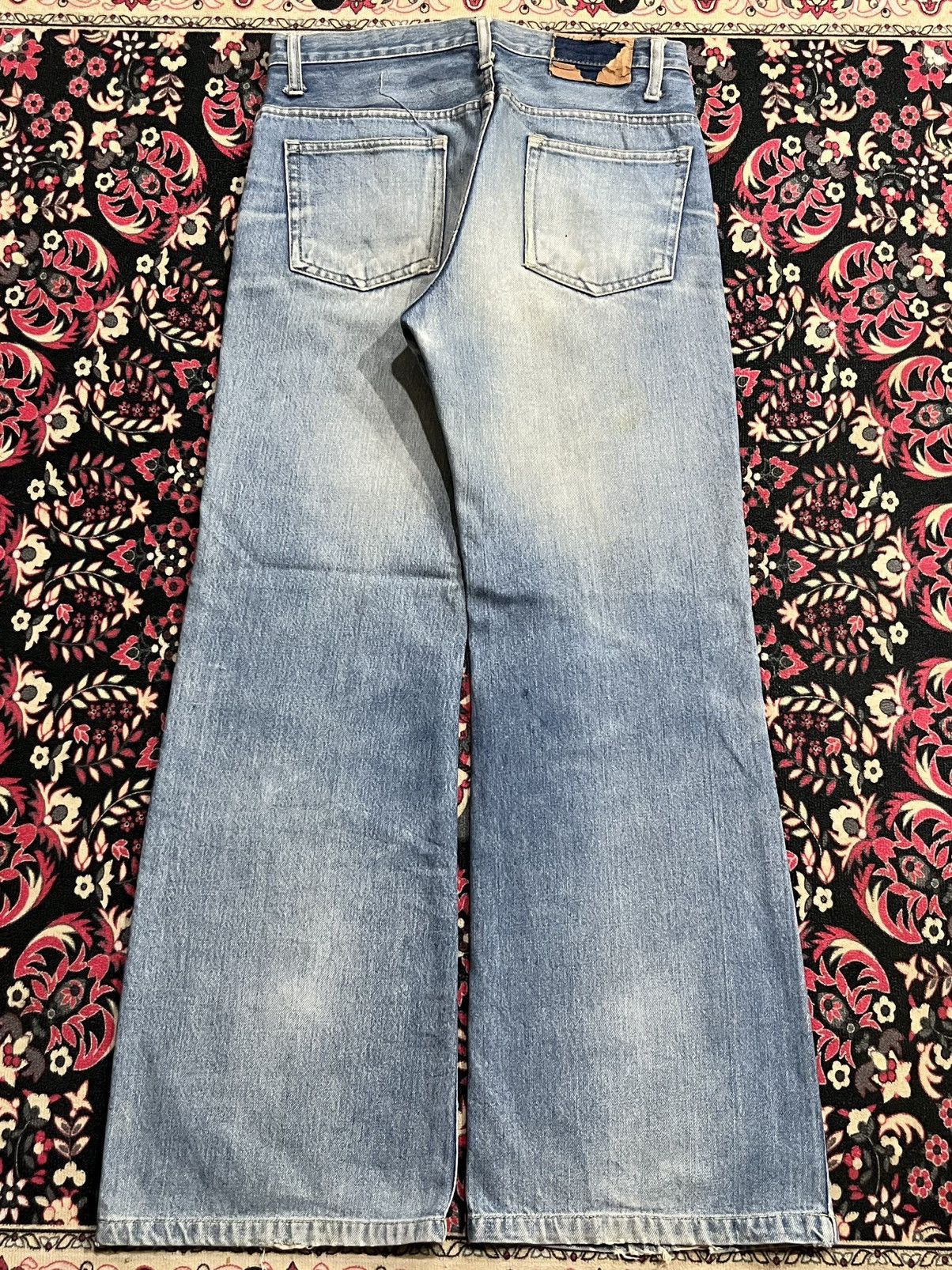 Vintage Vintage Unbranded Light Blue Faded Washed Ripped Flare Jeans Size US 29 - 2 Thumbnail