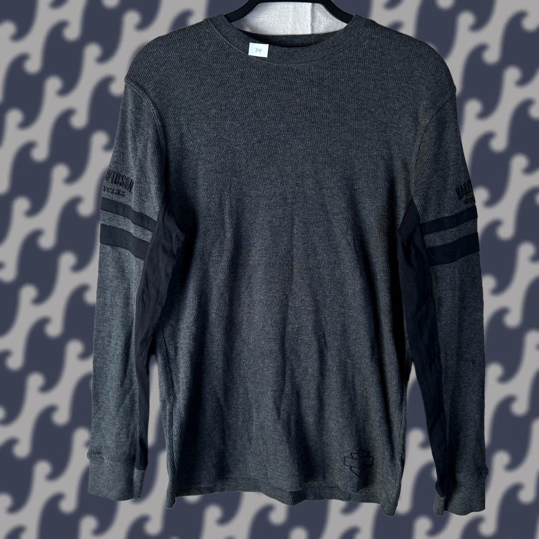 Harley Davidson Harley-Davidson Mens Small Charcoal Gray Waffle Knit Long Sleeve Thermal Shirt Size US S / EU 44-46 / 1 - 1 Thumbnail