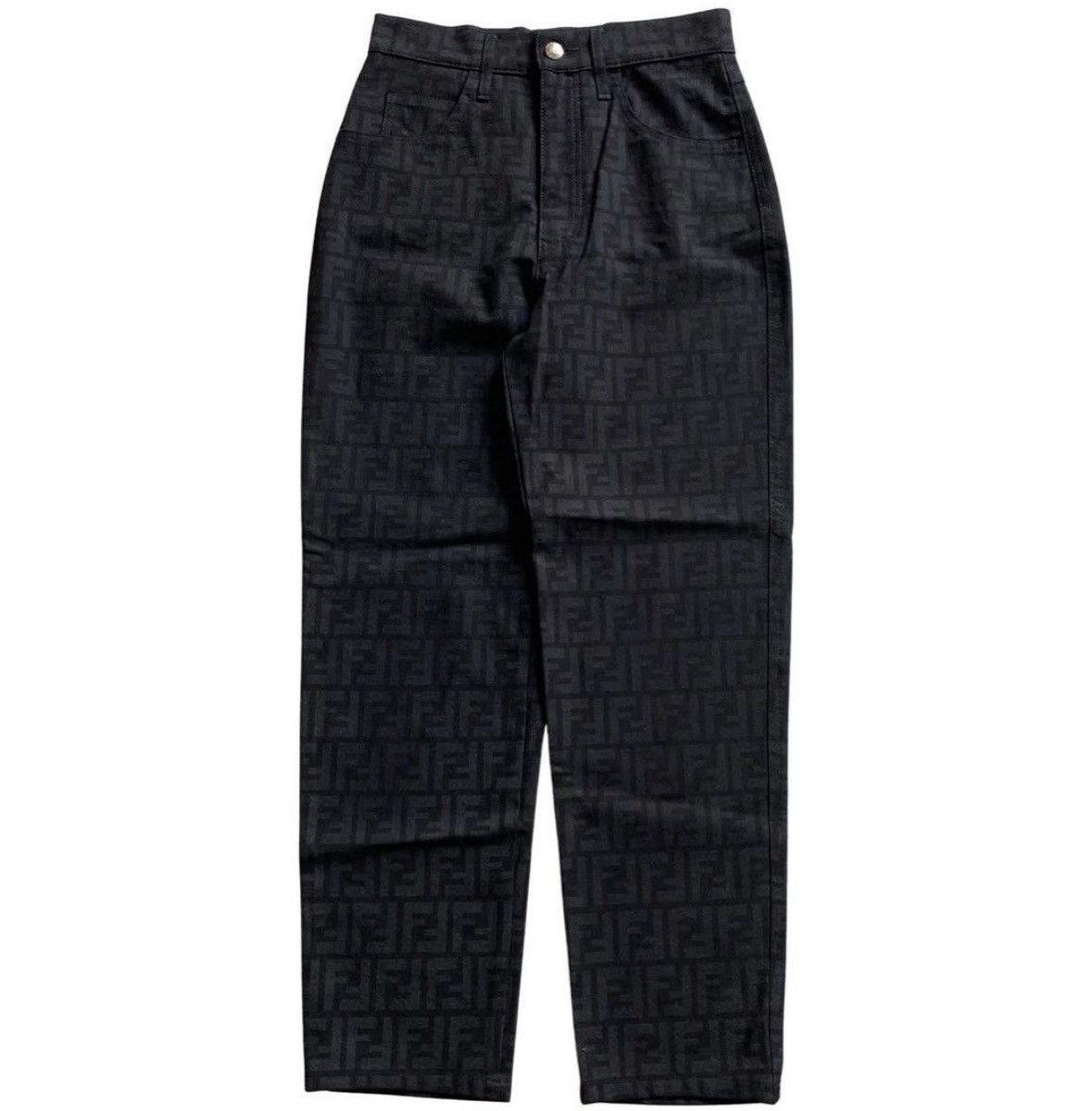 Vintage Fendi Zucca Monogram Black Grey High Waist Stretch