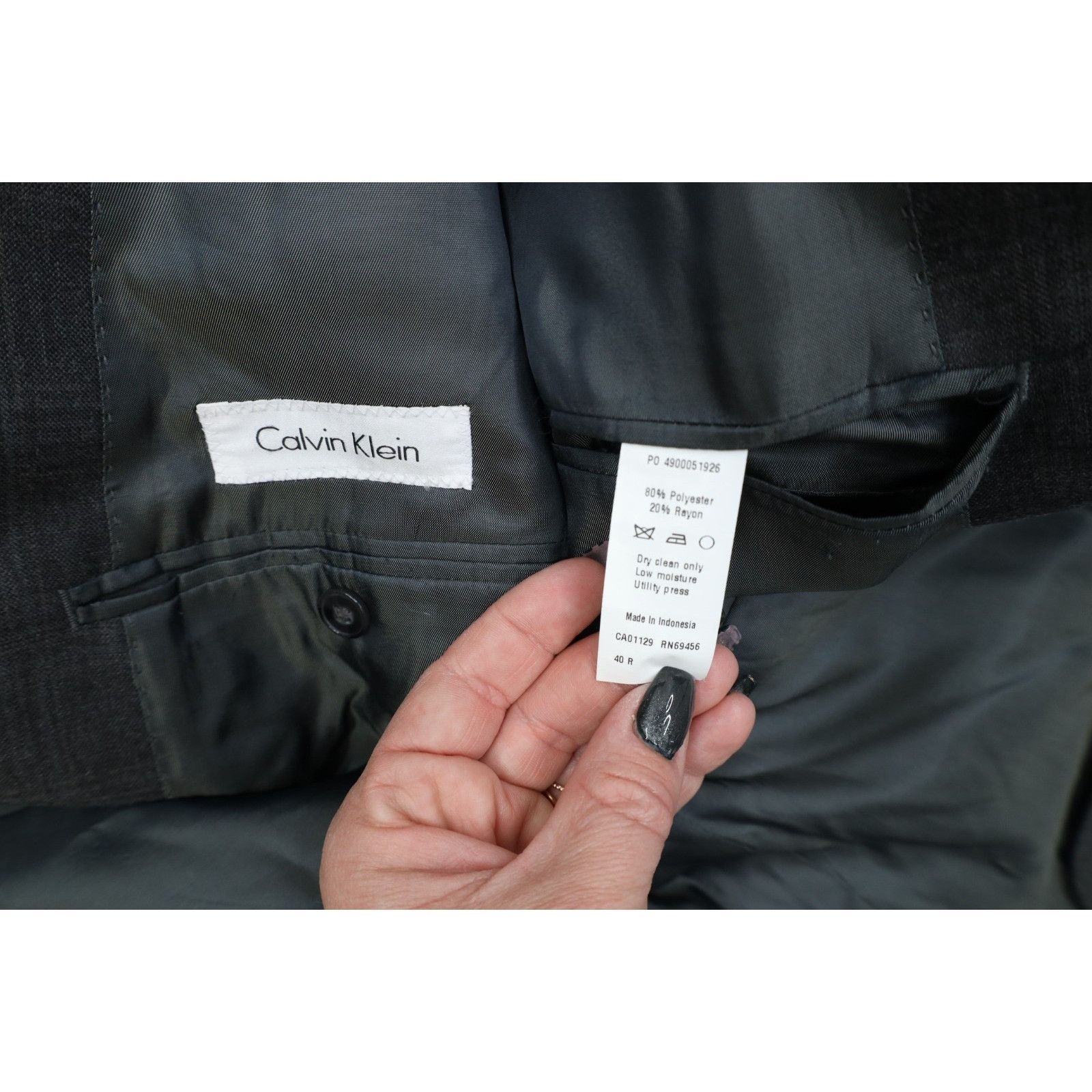 Calvin Klein Calvin Klein Rayon Gabardine 2 Piece Suit Wedding Gray Size 40R - 5 Thumbnail