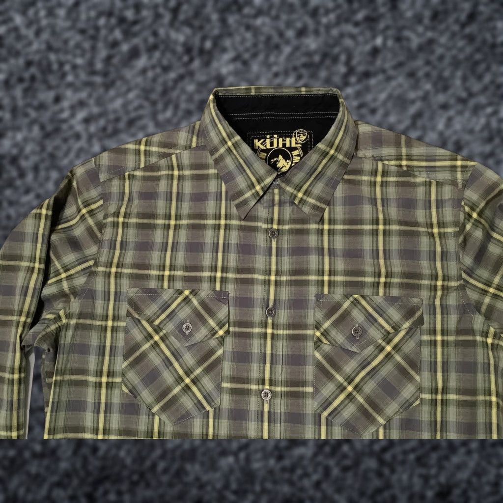 Vintage KÜHL Shirt Mens Medium Green Gray Plaid Long Sleeve Button Front Pockets Casual Size US M / EU 48-50 / 2 - 1 Thumbnail