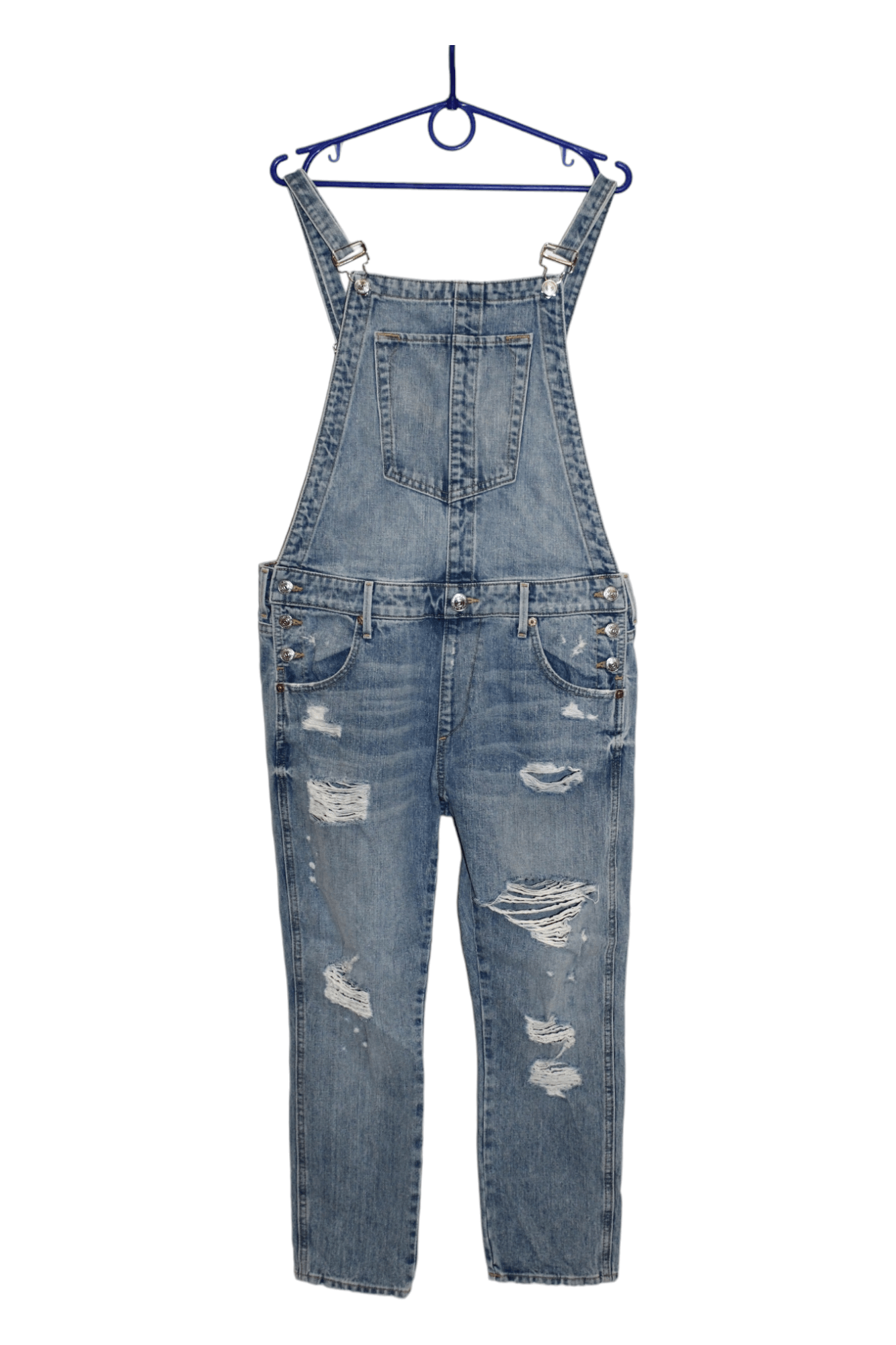 True Religion True Religion Distressed Faded Blue Denim Tapered Overall Size US 30 / EU 46 - 1 Thumbnail