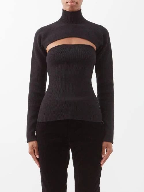 Tom Ford o1loc1c0924 MAK1157 Two-piece Turtleneck Knitted Top Black Size S / US 4 / IT 40 - 4 Thumbnail