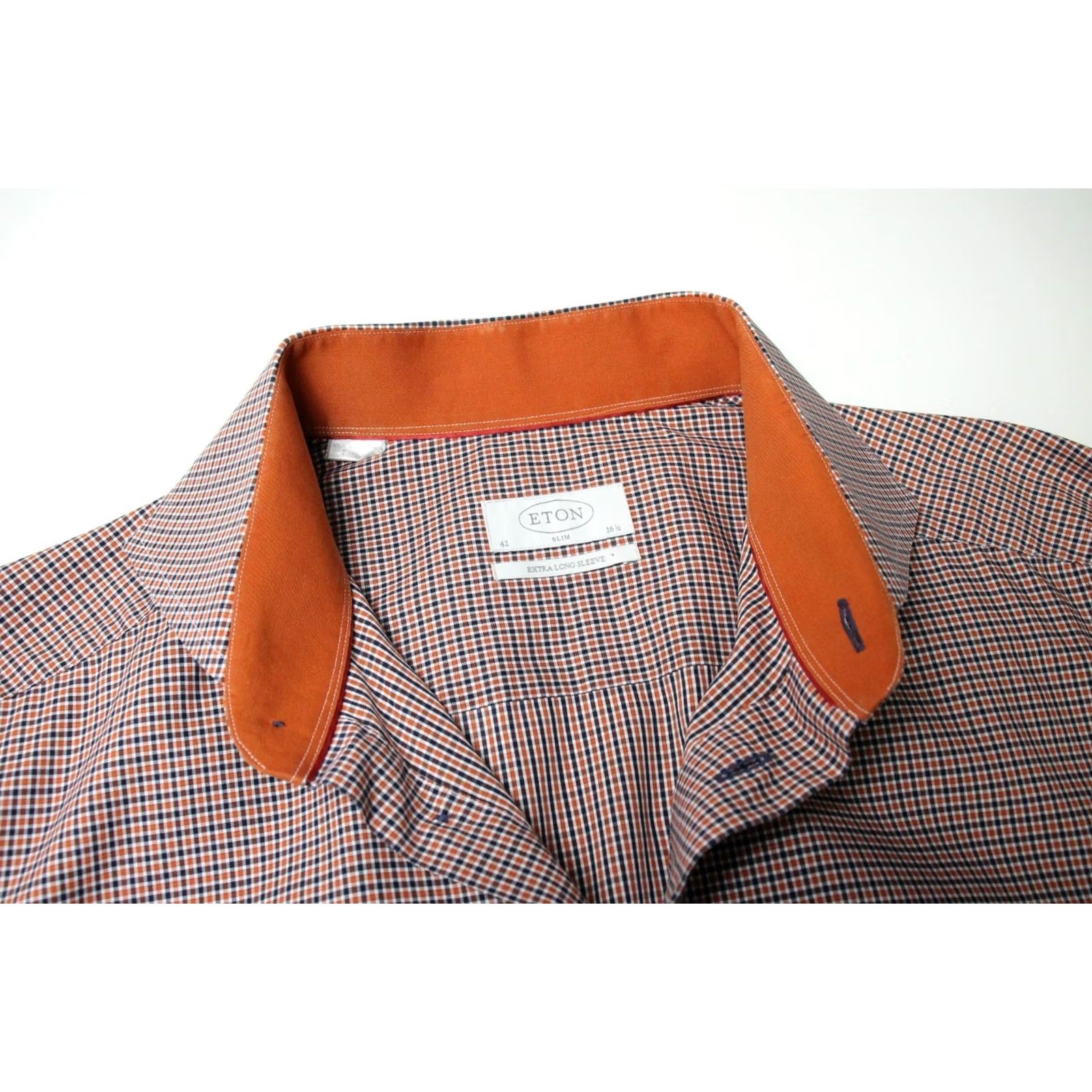 Eton Eton Slim Extra Long Sleeve Shirt Men's 42 / 16 1/2 Check Patterned Cutaway Size US XL / EU 56 / 4 - 4 Thumbnail