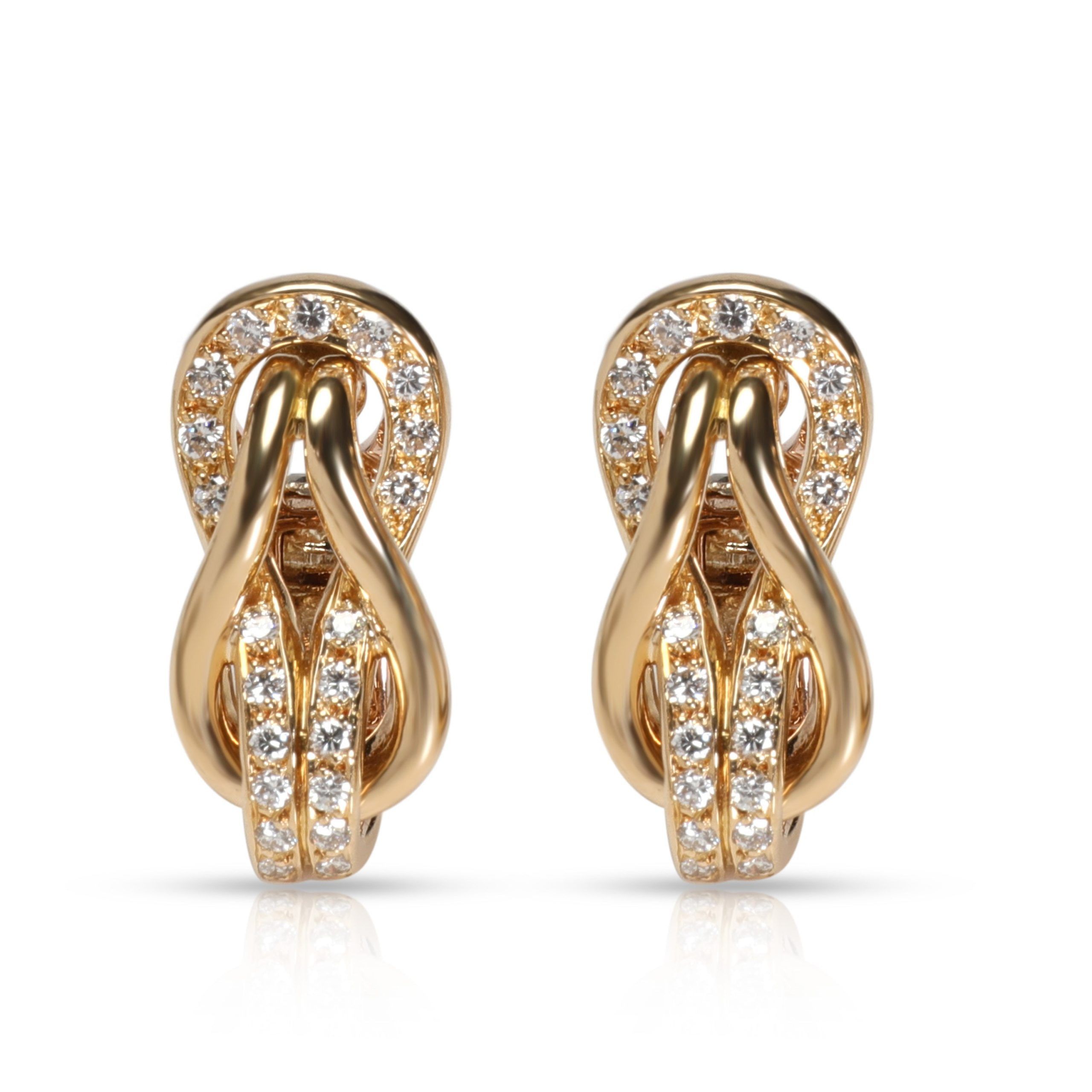 image of Cartier Hercules Love Knot Diamond Earrings In 18K Yellow Gold 3/8 Ctw, Women's