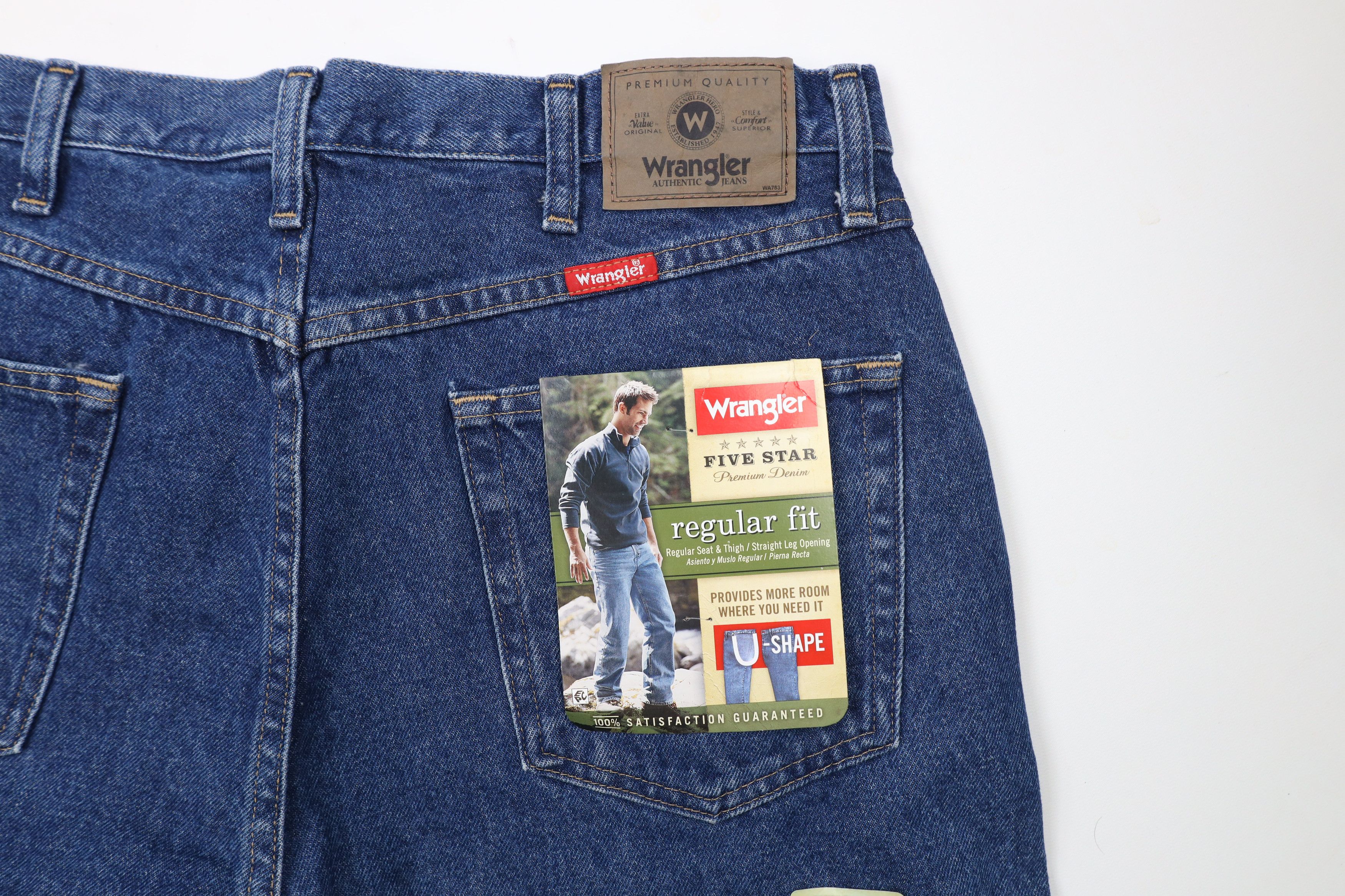 Vintage × Wrangler Deadstock Vintage Y2K Wrangler Straight Leg Denim Jeans Blue Size US 36 / EU 52 - 13 Thumbnail