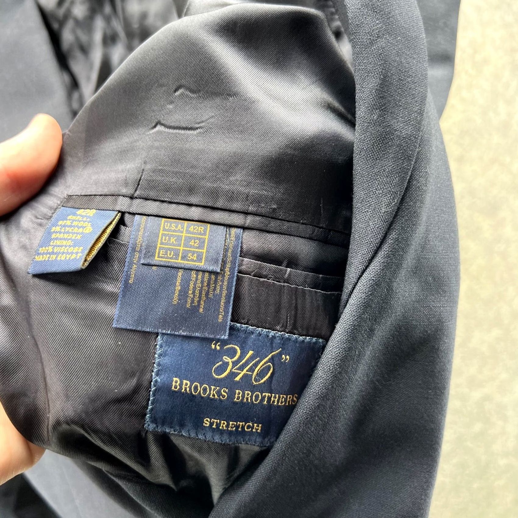 Brooks Brothers Brooks Brothers Blazer 42R Men Wool Navy Blue Single-Breasted Stretch Jacket Coat Business Casual Party/Cocktail Regular Length Vintage No Size 42R - 4 Thumbnail