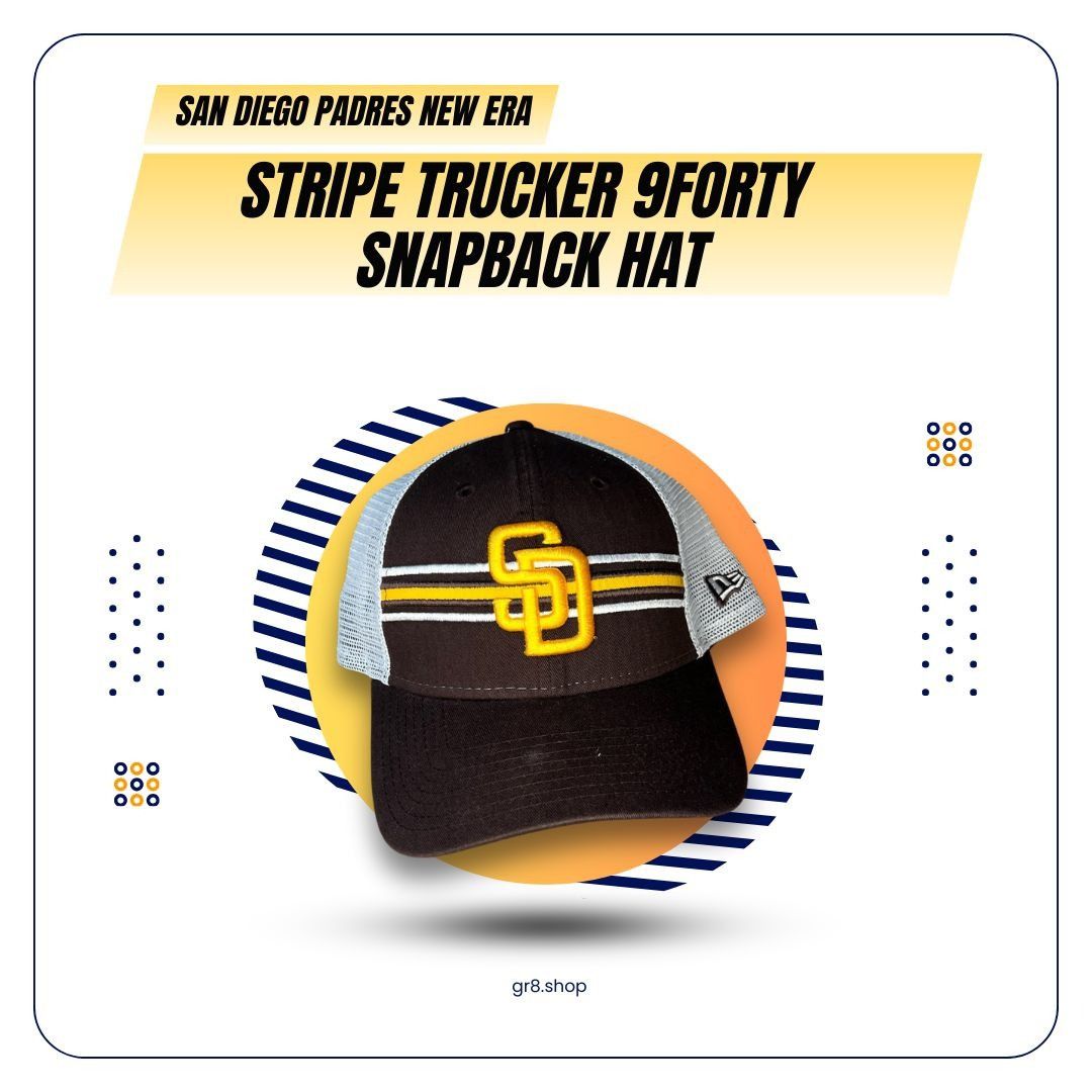 New Era San Diego Padres New Era Stripe Trucker 9Forty Snapback Hat Size ONE SIZE - 1 Thumbnail