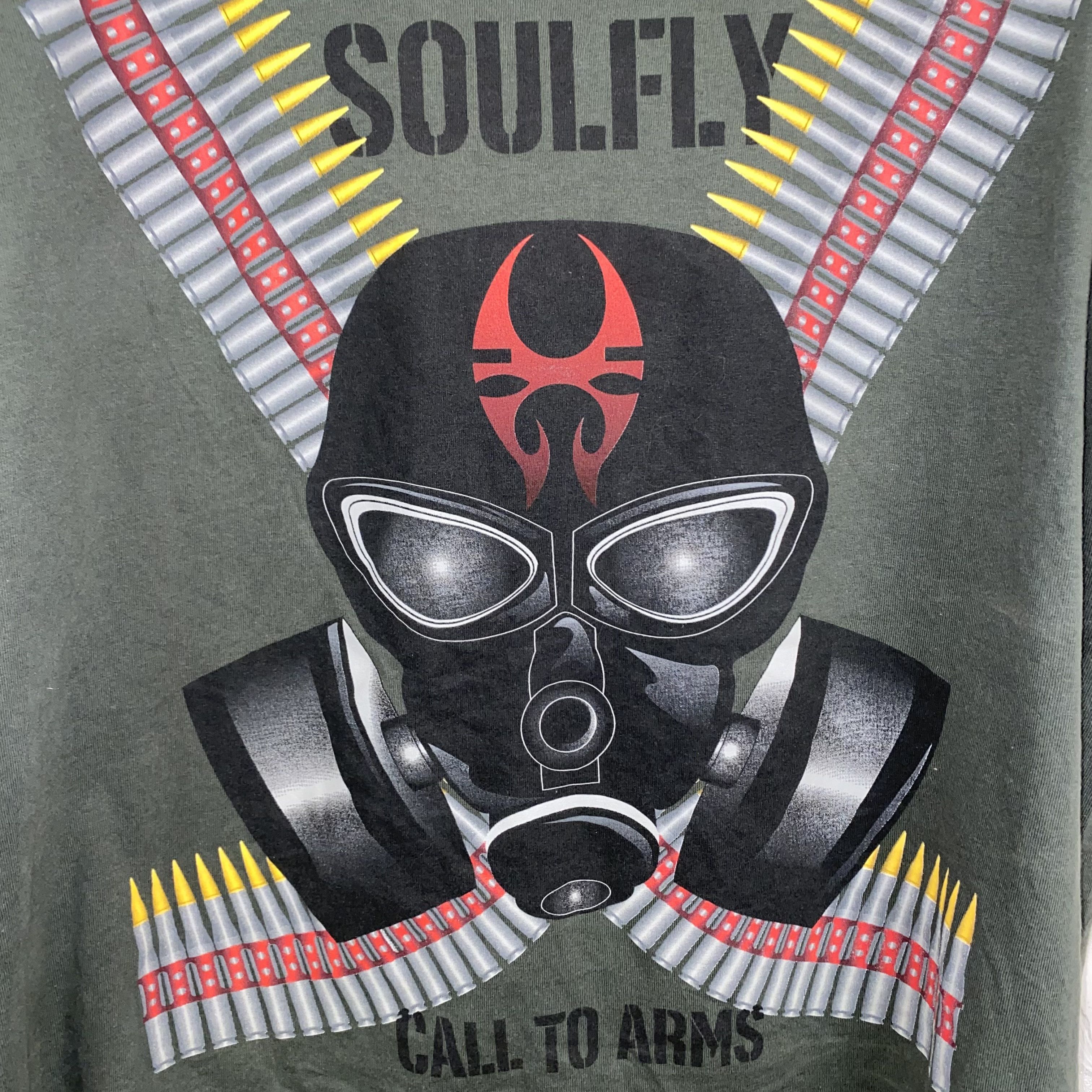 Vintage Soulfly Call To Arms Khaki T-Shirt Red 2003 tour Size XL Size US XL / EU 56 / 4 - 6 Thumbnail