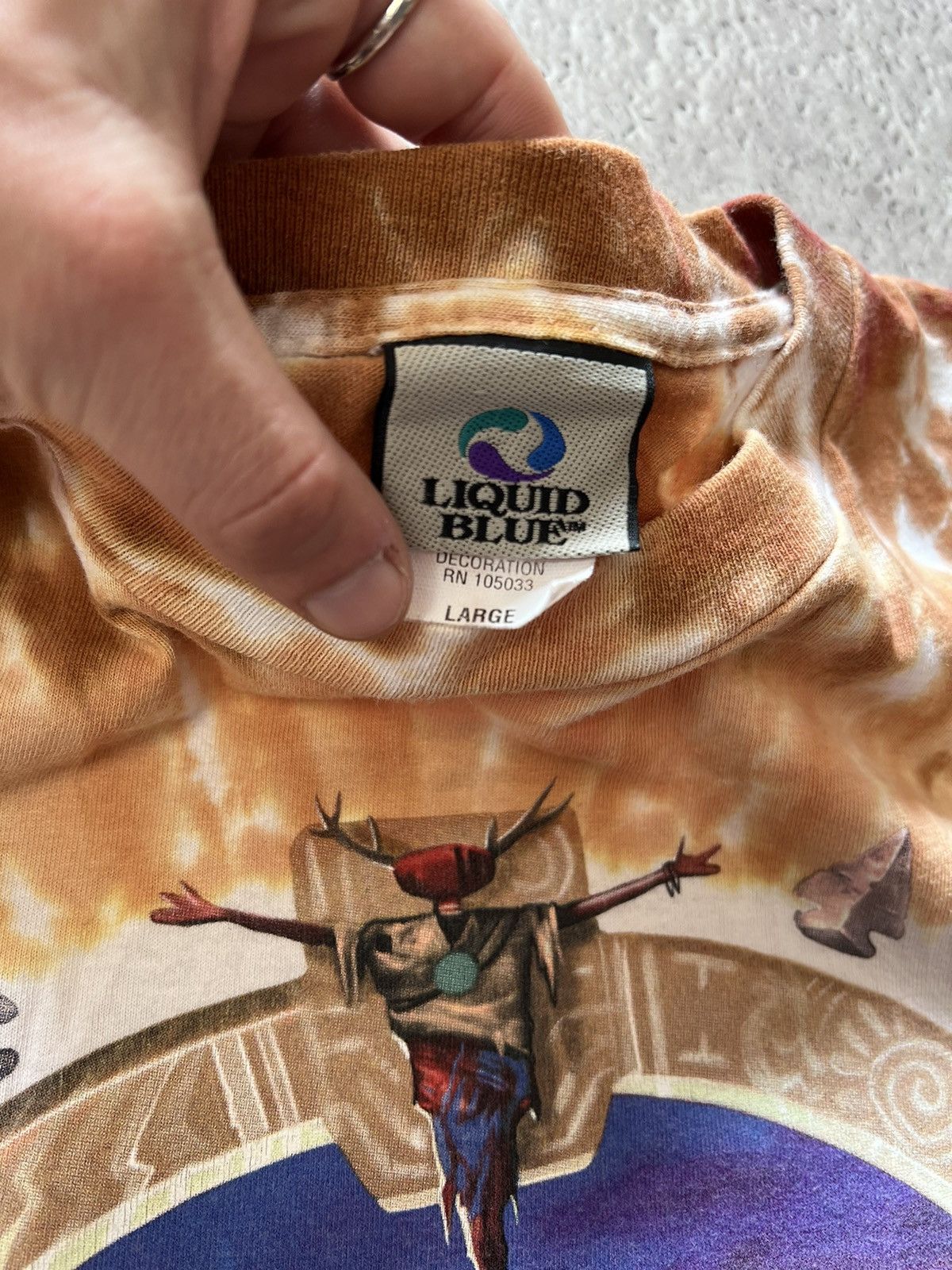 Liquid Blue × Vintage Mens Vintage Liquid Blue T Shirt overprint Skeleton skulls Size US L / EU 52-54 / 3 - 5 Thumbnail