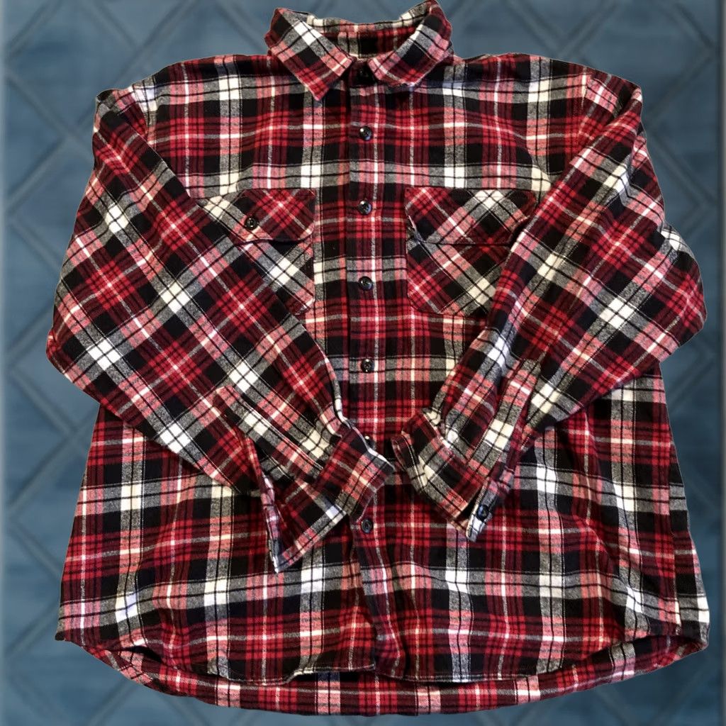 Dunlop Dunlop Workwear Button-Up Shirt XL Men Flannel Red Black White Plaid Long Sleeve Button-Down multicolor Colorful Pattern Size US XL / EU 56 / 4 - 1 Thumbnail