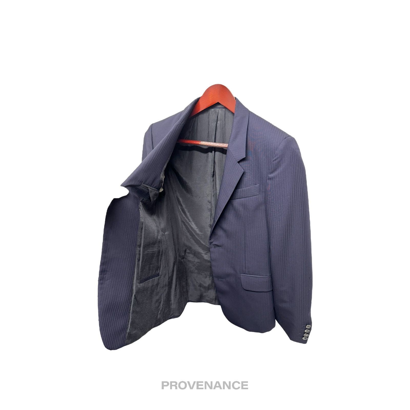 Alexander McQueen 🔴 Alexander McQueen Jacket Coat Blazer - Striped Navy 36R Size 38R - 3 Thumbnail