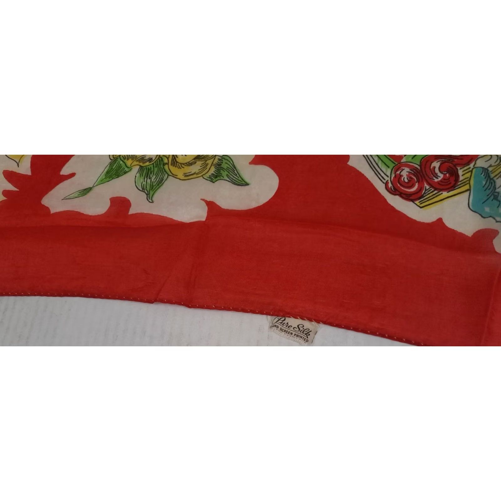 Vintage VINTAGE Pure Silk Scarf Wrap 32x32 New Orleans Mardi Gras-The Crescent City 1940s Boho Unisex Adult Mens Womens Size ONE SIZE - 2 Thumbnail