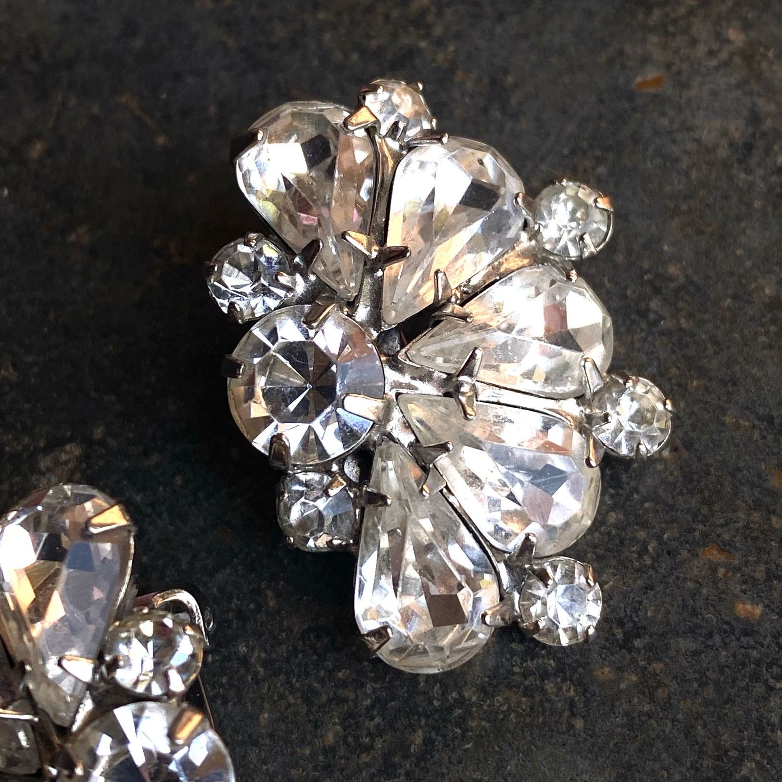 Vintage Vtg Art Deco Costume Faux Diamond Clip-on Earrings Size ONE SIZE - 4 Thumbnail