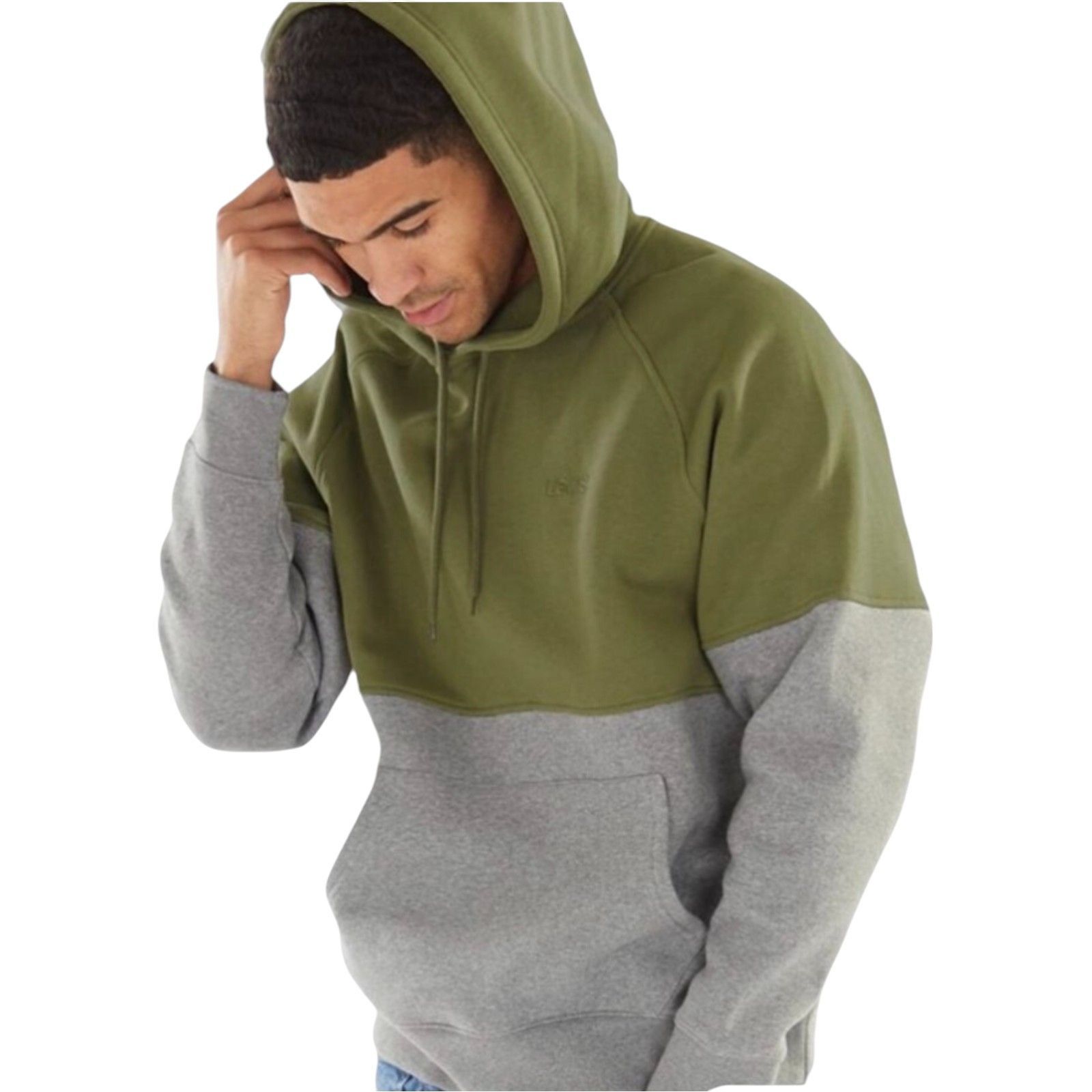 Levi's Levi's - Men's Long Sleeve Hoodie - Olive Green/Grey - Mediu Size US M / EU 48-50 / 2 - 1 Thumbnail