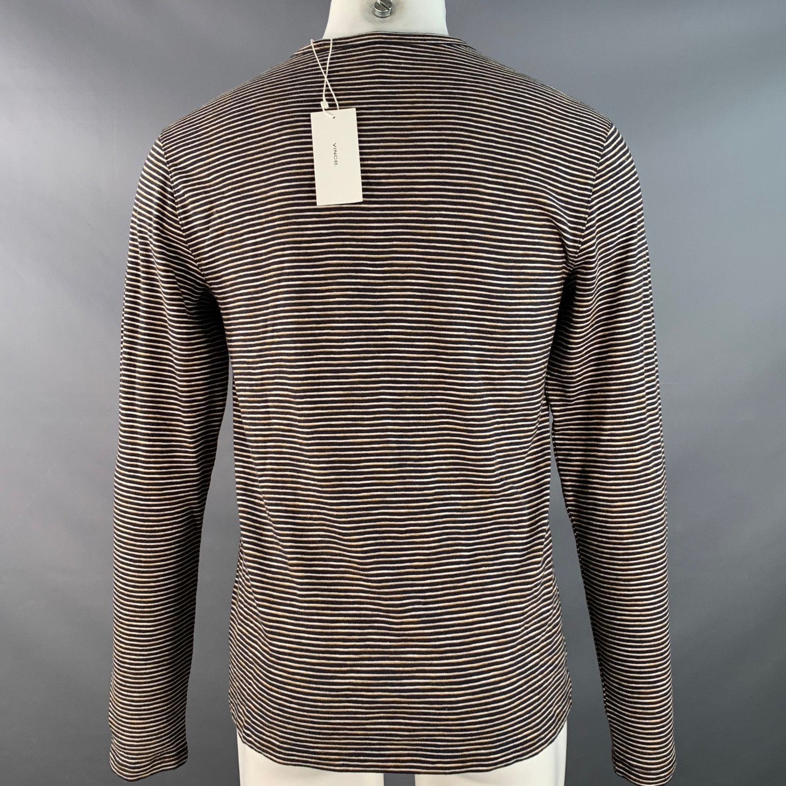 Vince S Navy Yellow & White Stripe Cotton Open Collar Pullover Size US S / EU 44-46 / 1 - 4 Thumbnail
