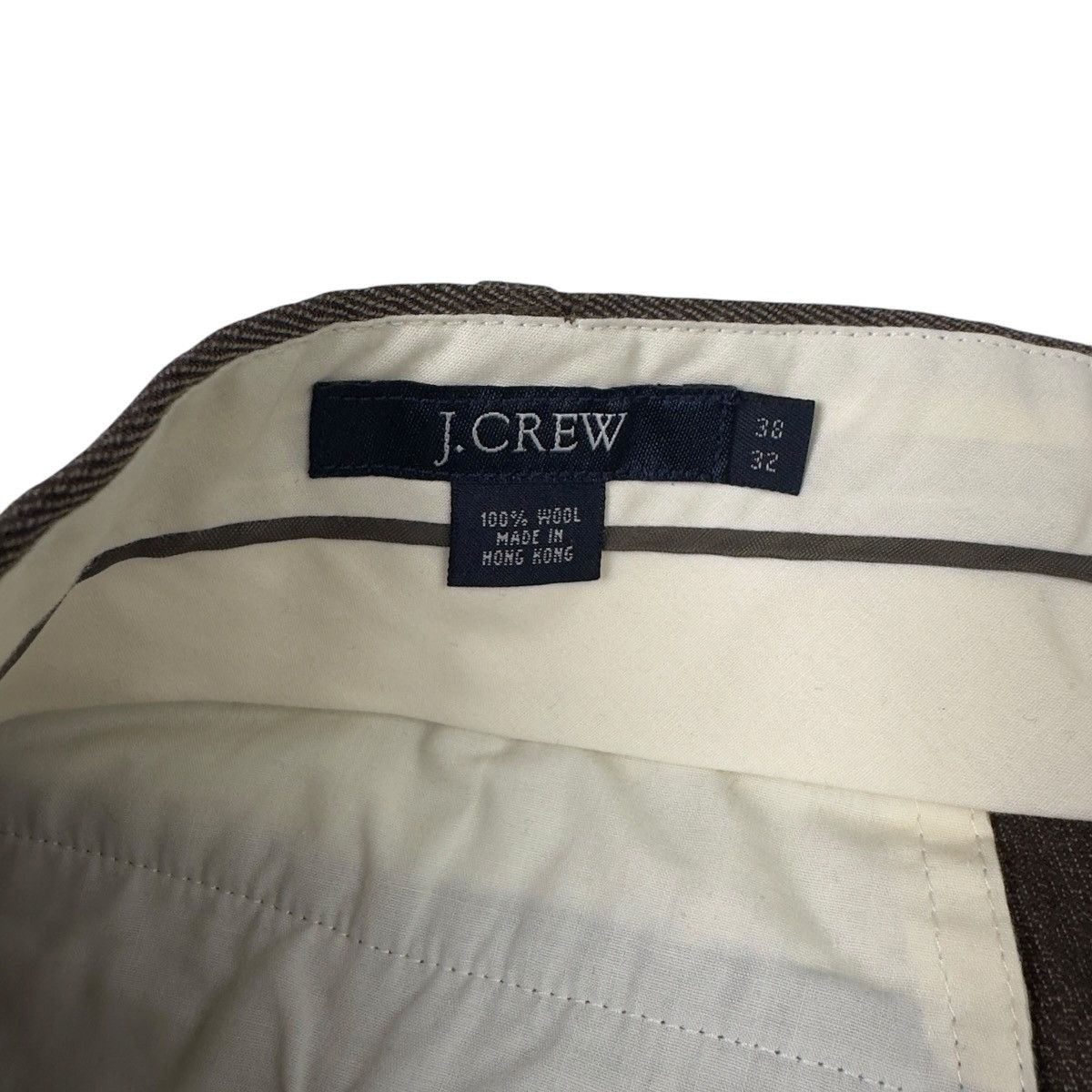 J.Crew JCrew Pants Mens 38x32 Brown 100% Wool Suit Slacks Tapered Size 38R - 4 Thumbnail
