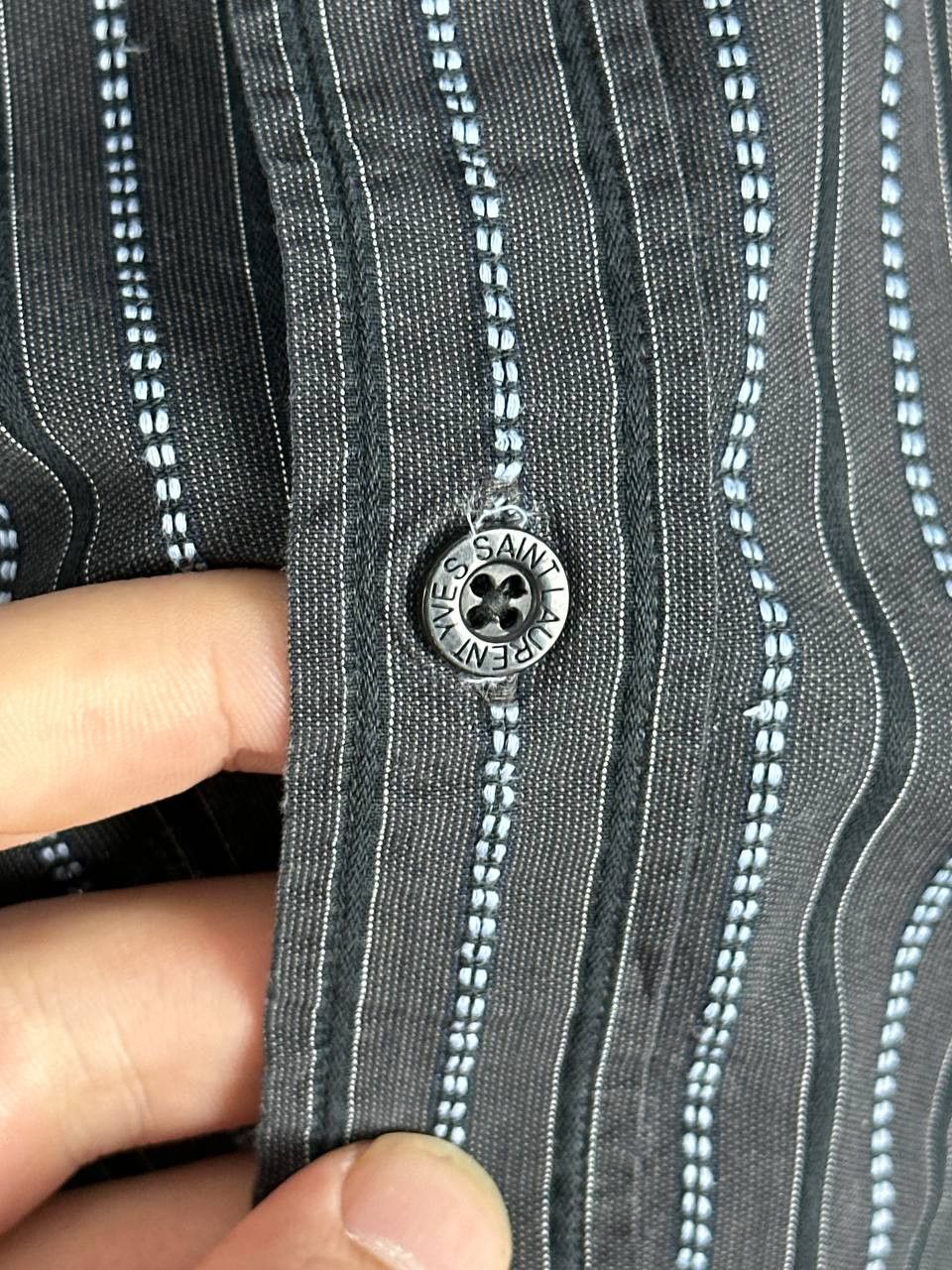 Yves Saint Laurent Vintage 90s Yves Saint Laurent Black Striped Shirt Size US XL / EU 56 / 4 - 8 Thumbnail