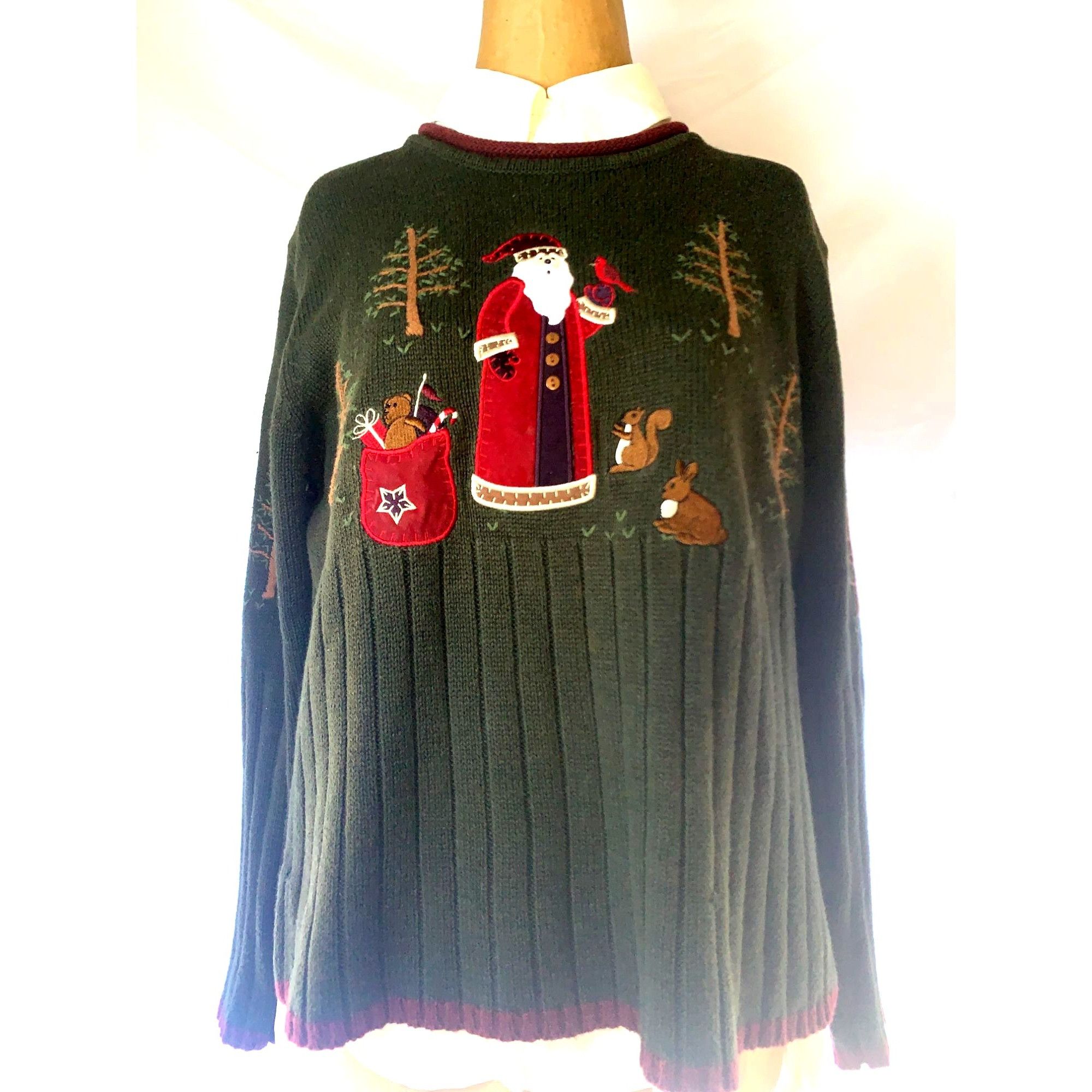 Vintage Vintage Christopher & Banks Hand-Knit Sweater With Santa & W Size S / US 4 / IT 40 - 2 Thumbnail