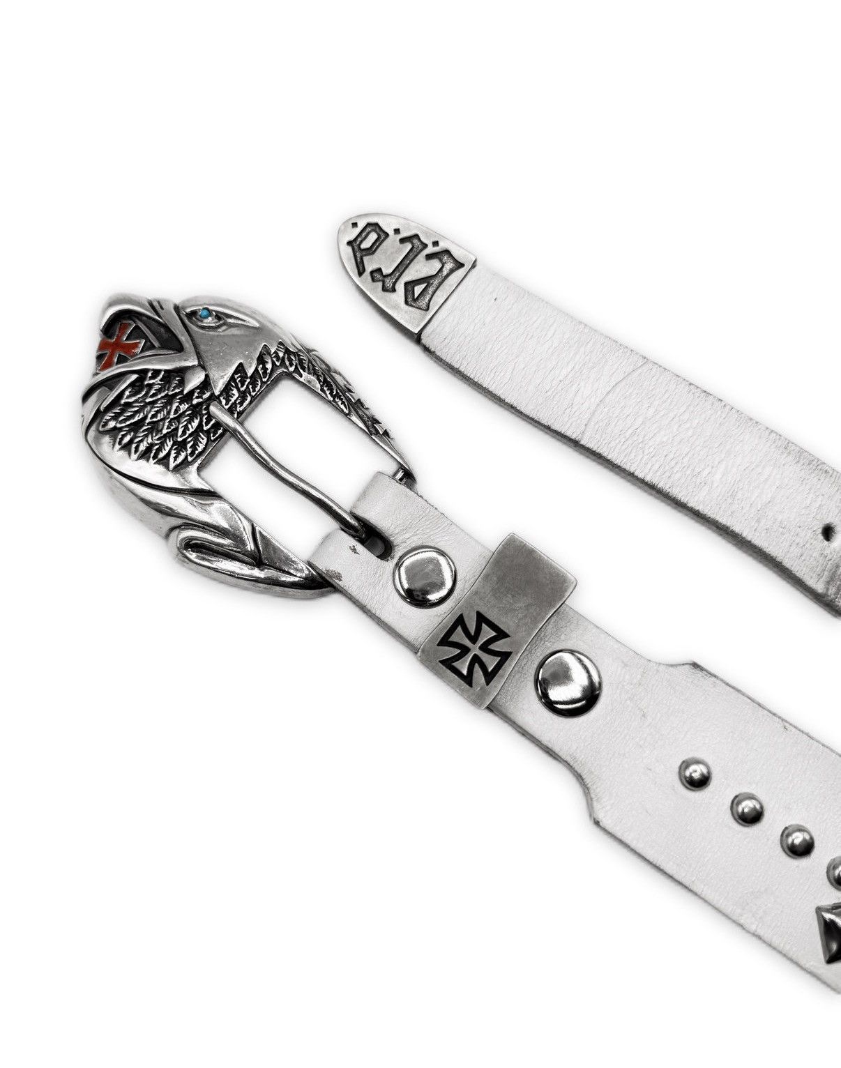 Enfants Riches Deprimes Enfants Riches Deprimes Eagle Buckle Studded While Leather Belt Size 36 - 2 Thumbnail