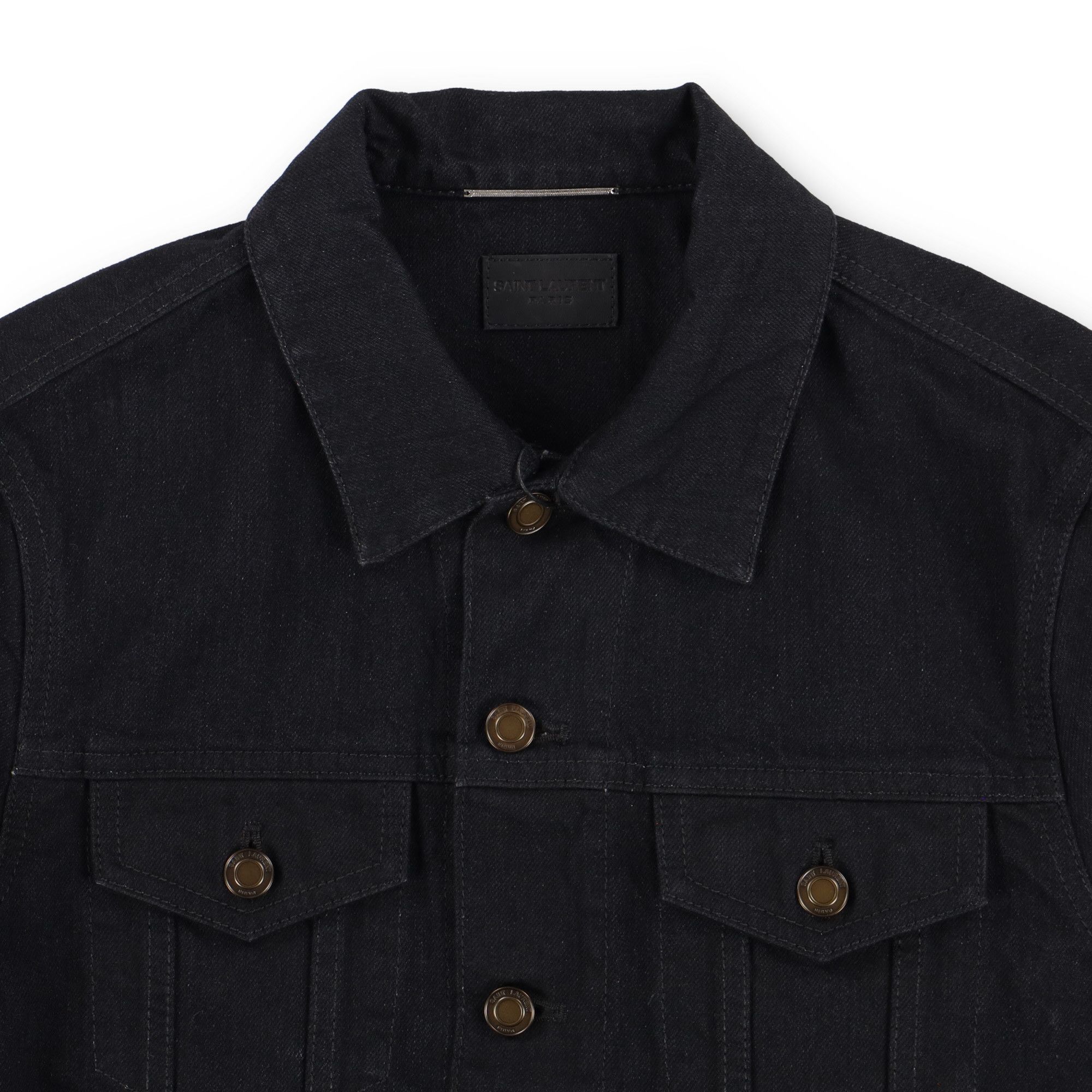 Saint Laurent Paris Black Classic Fitted Denim Trucker Jacket Size US L / EU 52-54 / 3 - 8 Thumbnail