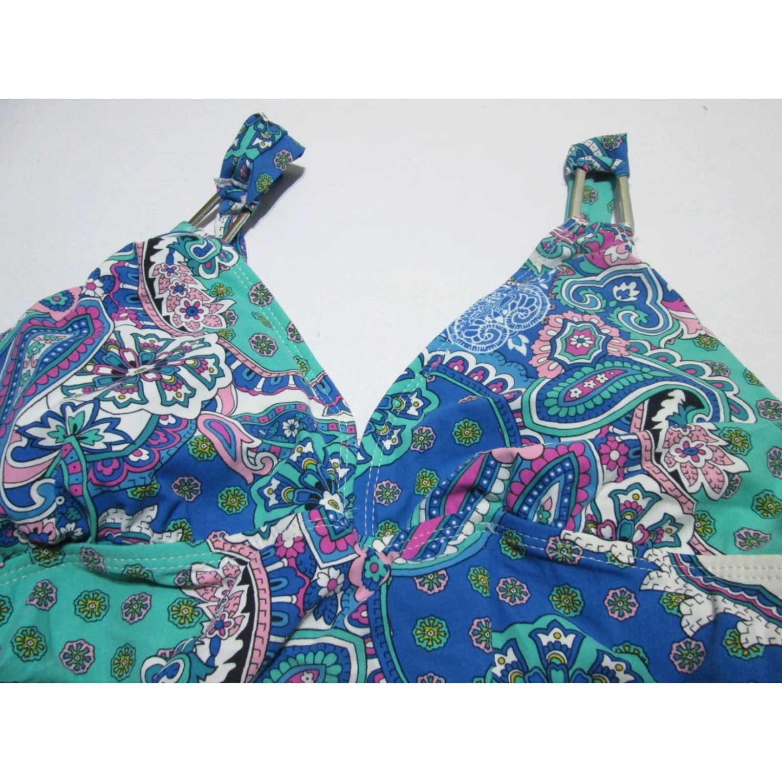 Spanx Spanx Womens One Piece Swimsuit Teal Lined Floral Wide Strap M Size ONE SIZE - 4 Thumbnail