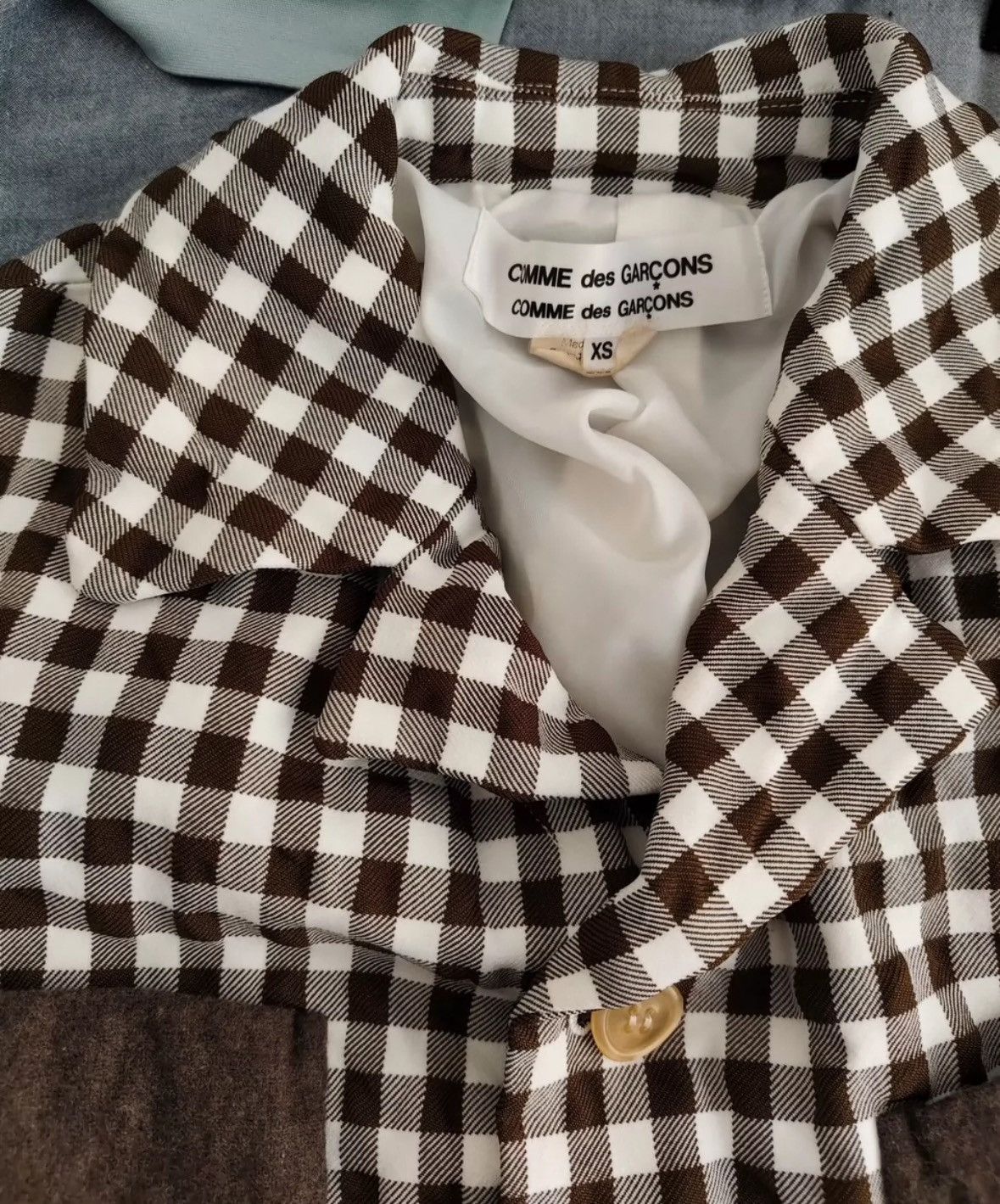 Comme des Garcons Coffee plaid eight quarter sleeve patchwork suit Size US XS / EU 42 / 0 - 5 Thumbnail