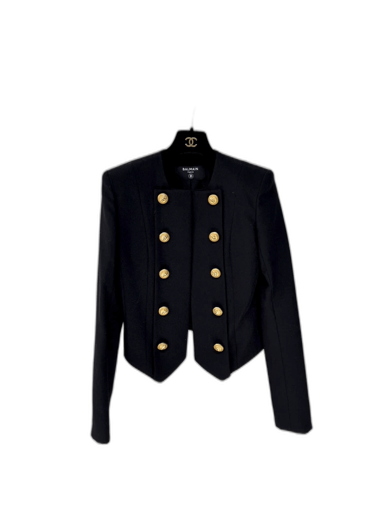 Balmain Balmain Black Double-Breasted Blazer Jacket Size S / US 4 / IT 40 - 1 Thumbnail