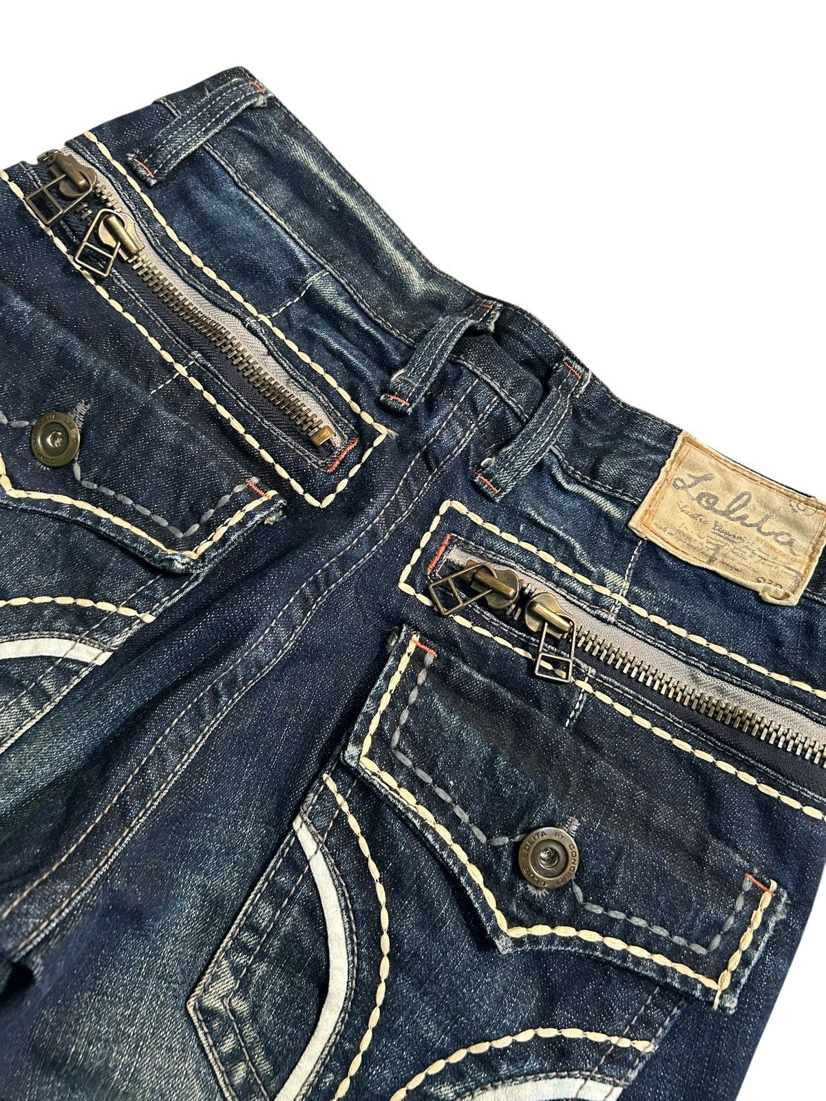 If Six Was Nine Yoshimoto Nara Lolita Japanese Punk Rusty Faded Denim Jeans☠️ Size US 30 / EU 46 - 6 Thumbnail