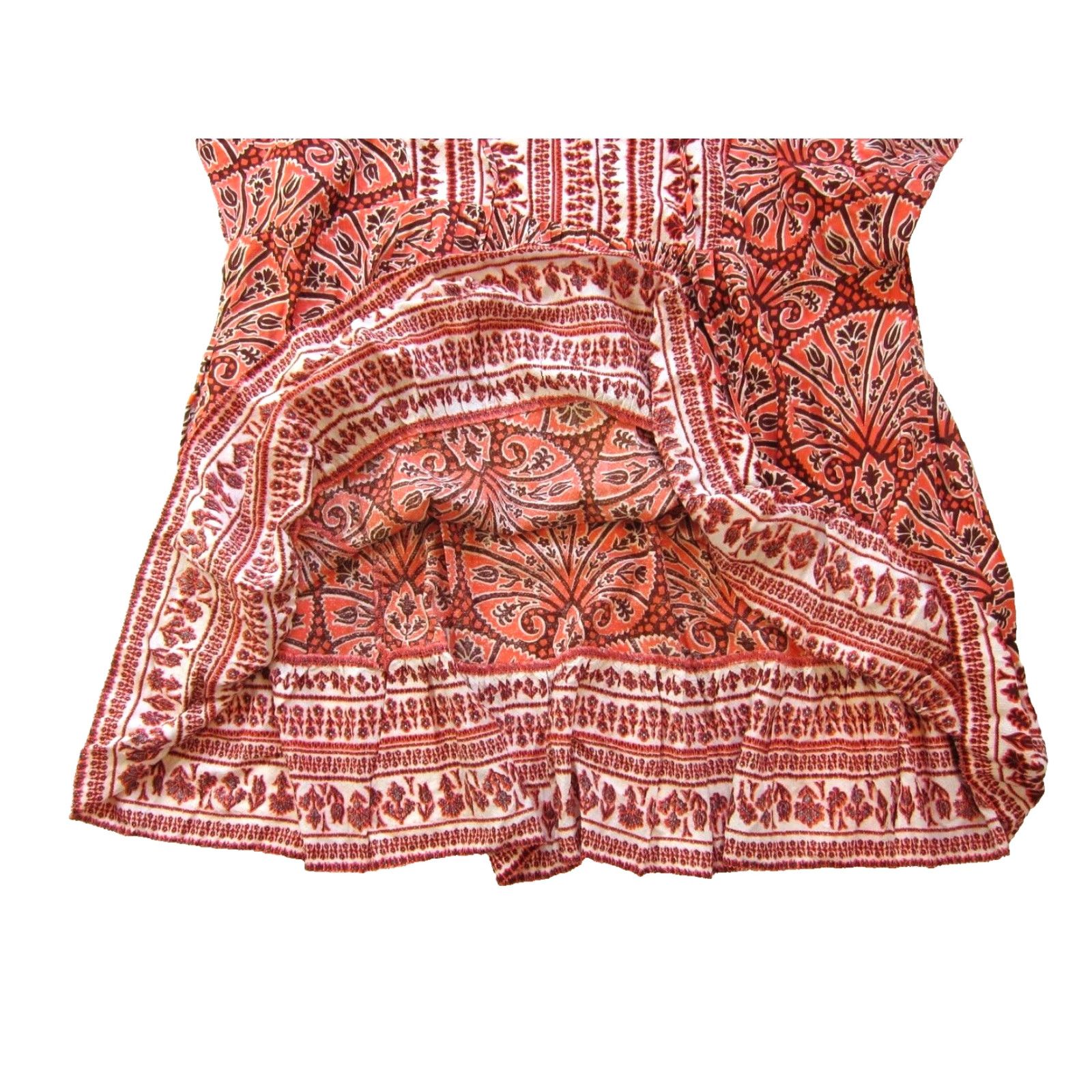 Vintage NWT Knox Rose Coral Pink Brown Floral Hawaiian Pocket Midi Kaftan Smock Dress 3X Size XXL / US 16-18 / IT 52-54 - 6 Thumbnail