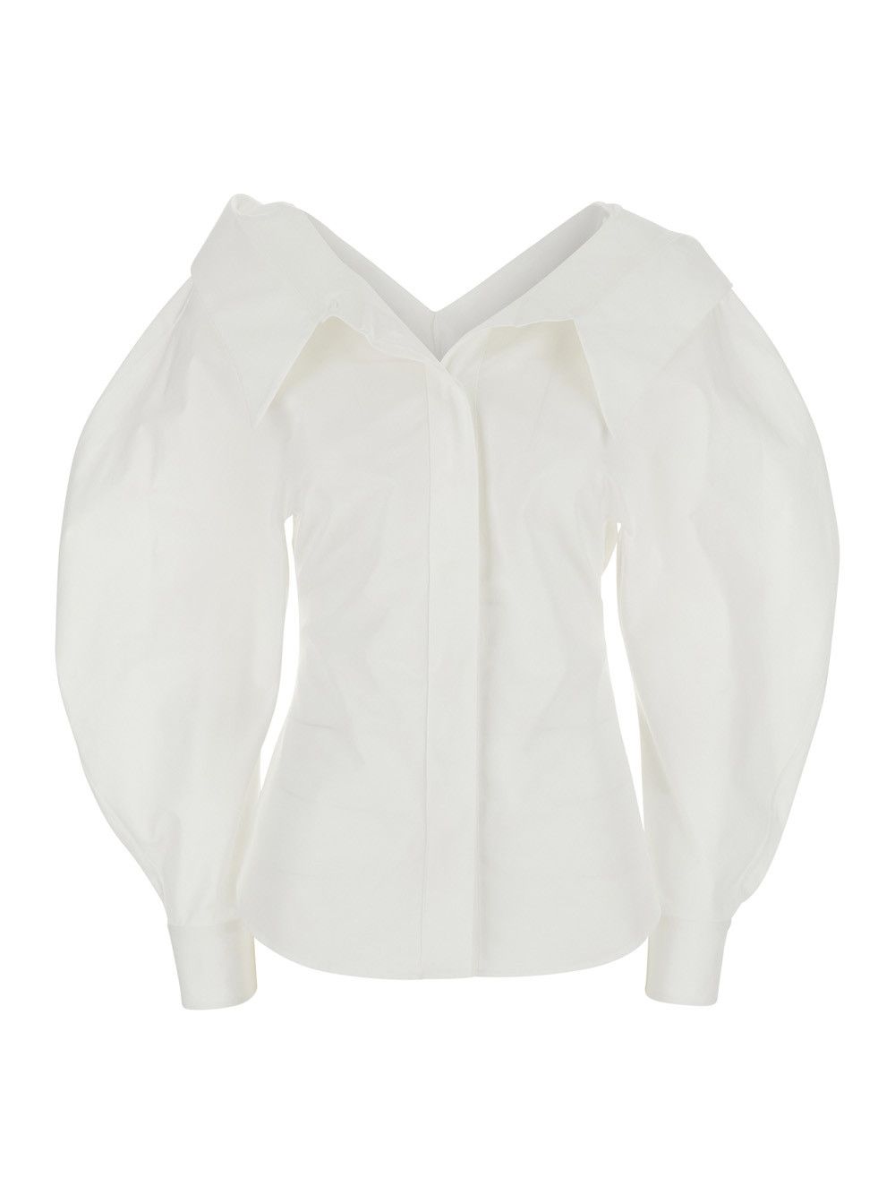 Givenchy White 'Slashed Fitted' Shirt with Asymmetric Details - Cotton - Women Size M / US 6-8 / IT 42-44 - 1 Thumbnail