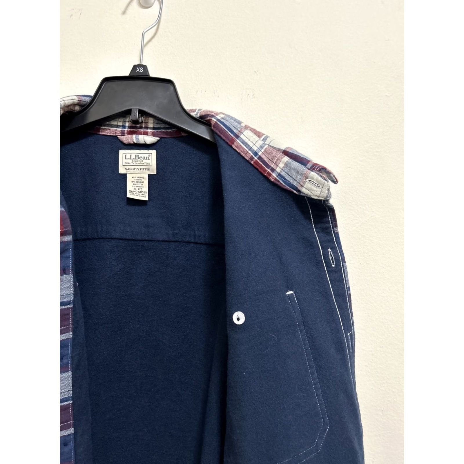 Vintage L.L. Bean Organic Shirt Mens XL Red Blue Plaid Flannel Button-Up Pocket Easy Care Size US XL / EU 56 / 4 - 6 Thumbnail