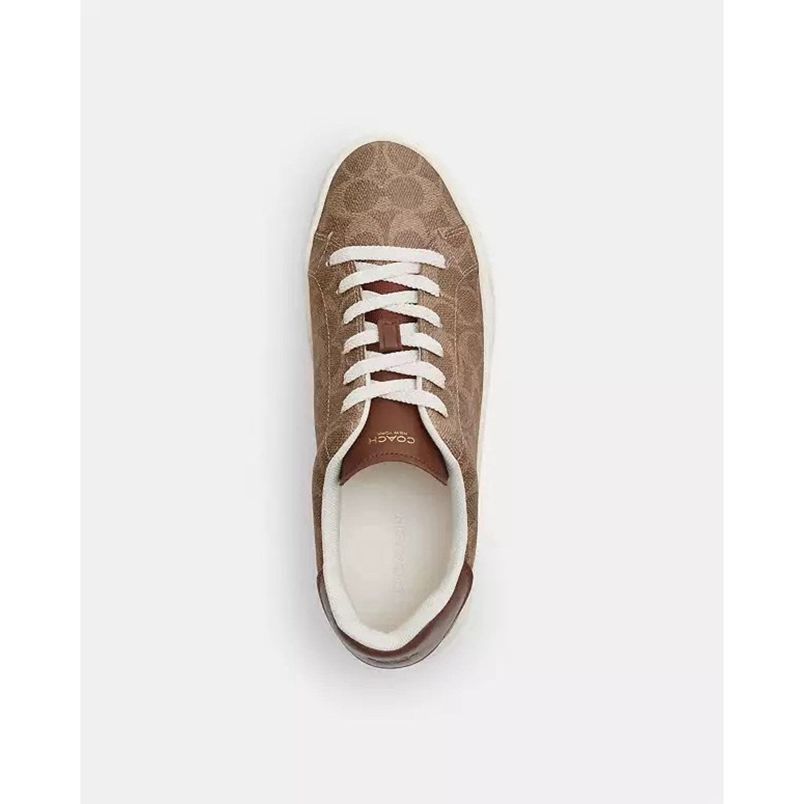 Coach NEW COACH Women's High Line Sneaker Canvas CW970 Brown Khaki Size US 5.5 / IT 35.5 - 9 Thumbnail