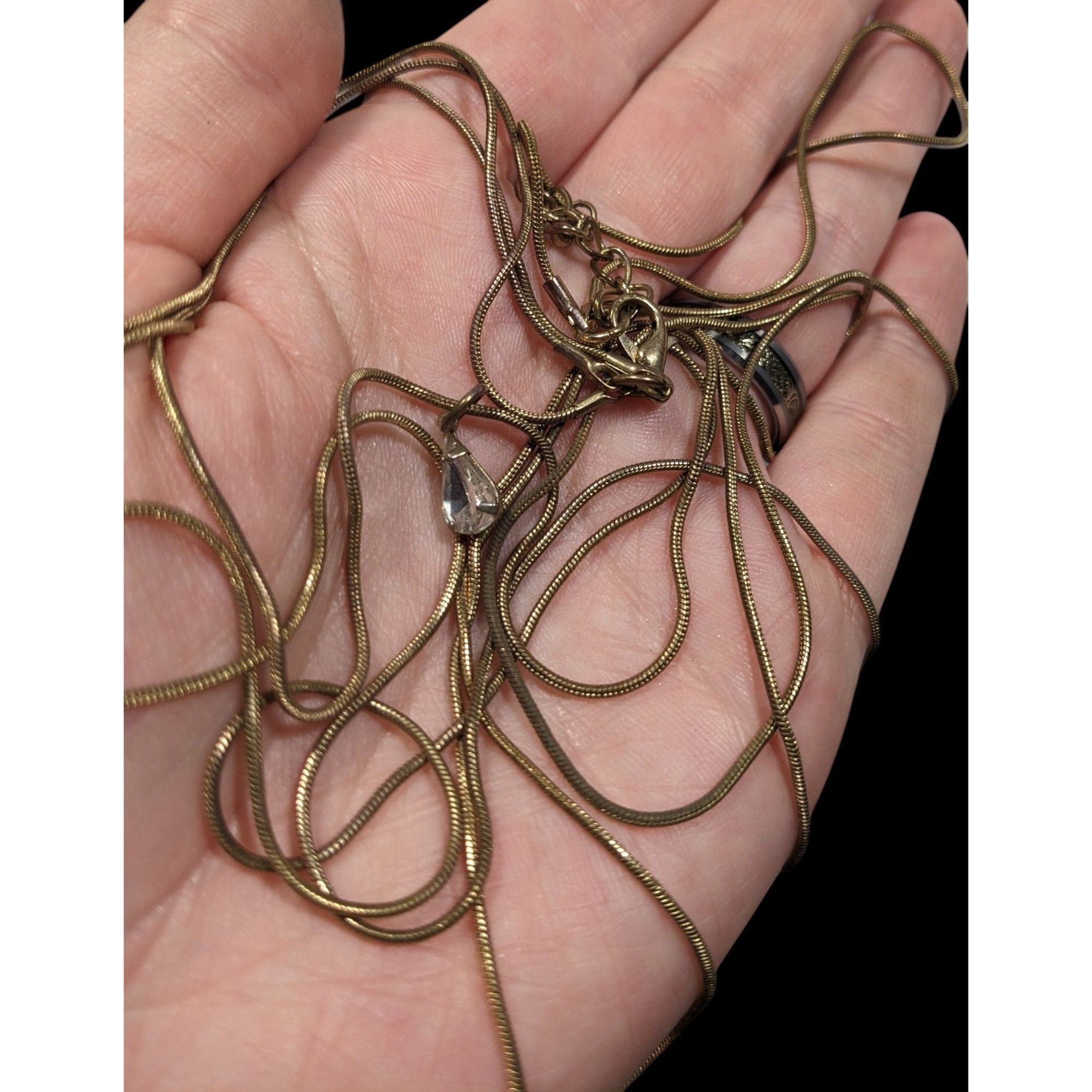 Other Elegant Triple Layer Gold Tone Snake Chain Necklace With Tea Size ONE SIZE - 6 Thumbnail
