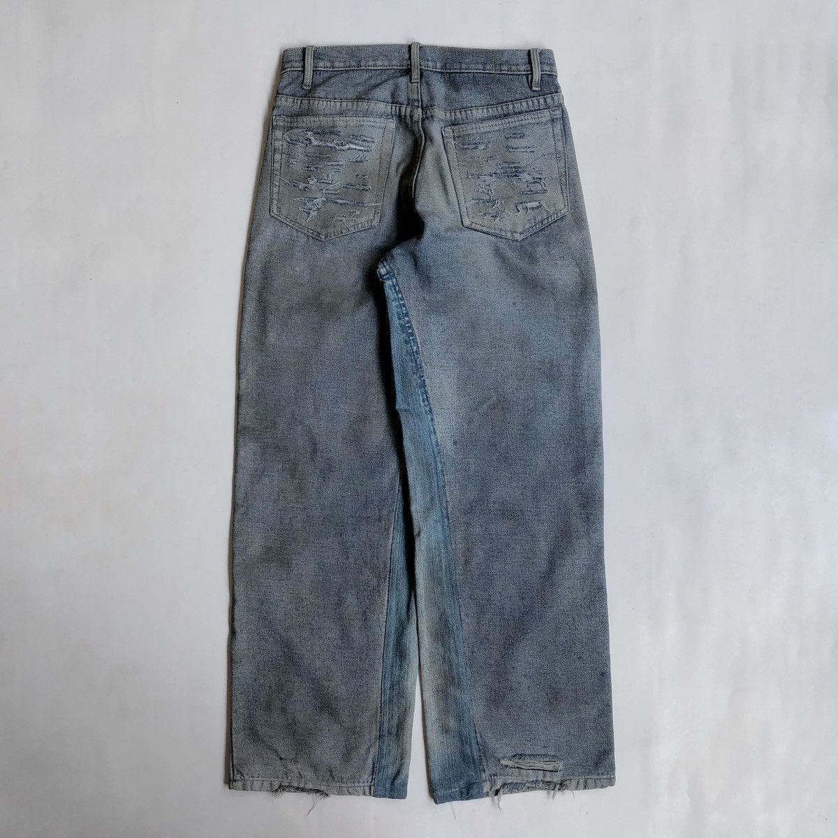 Designer Rework Distressed Dyed Washed Denim Jeans With Multi Pocket Size US 32 / EU 48 - 8 Thumbnail