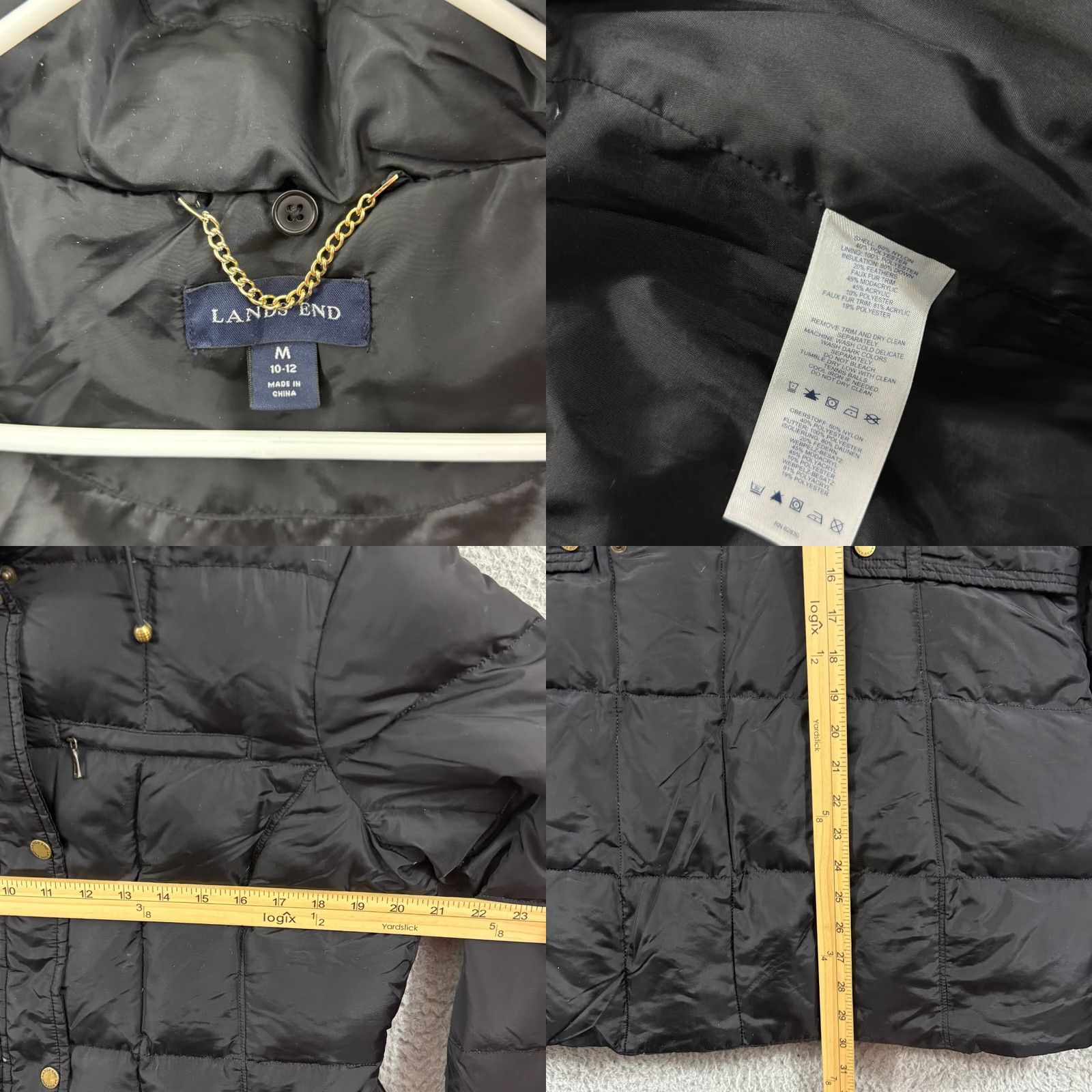 Lands' End Lands End Jacket Womens M 10-12 Black Hooded Puffer Parka Down Quilted Weathergear Zip Pockets Size M / US 6-8 / IT 42-44 - 8 Thumbnail